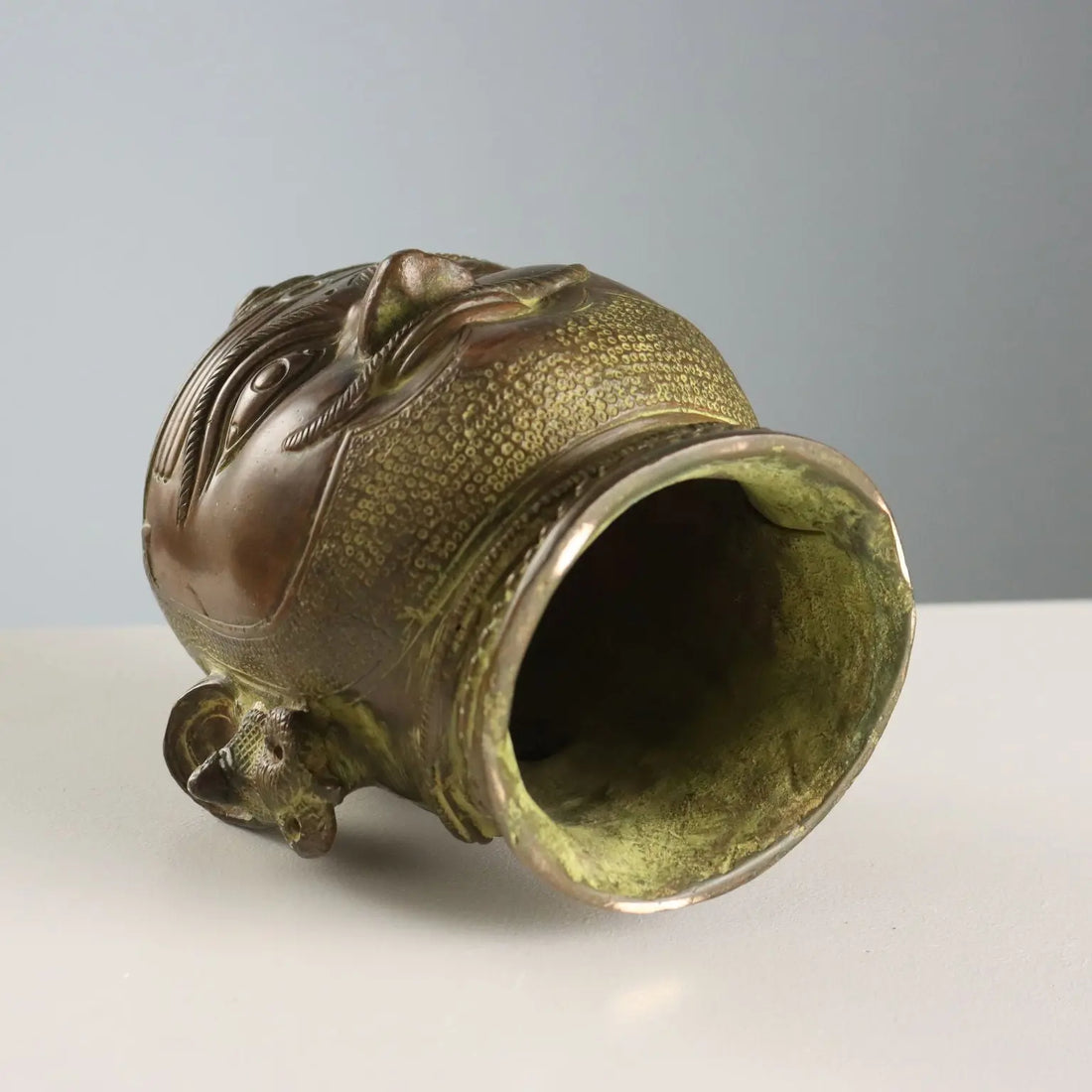 Antique Bronze Head Lord Shiva Mukhalingam India XX Century