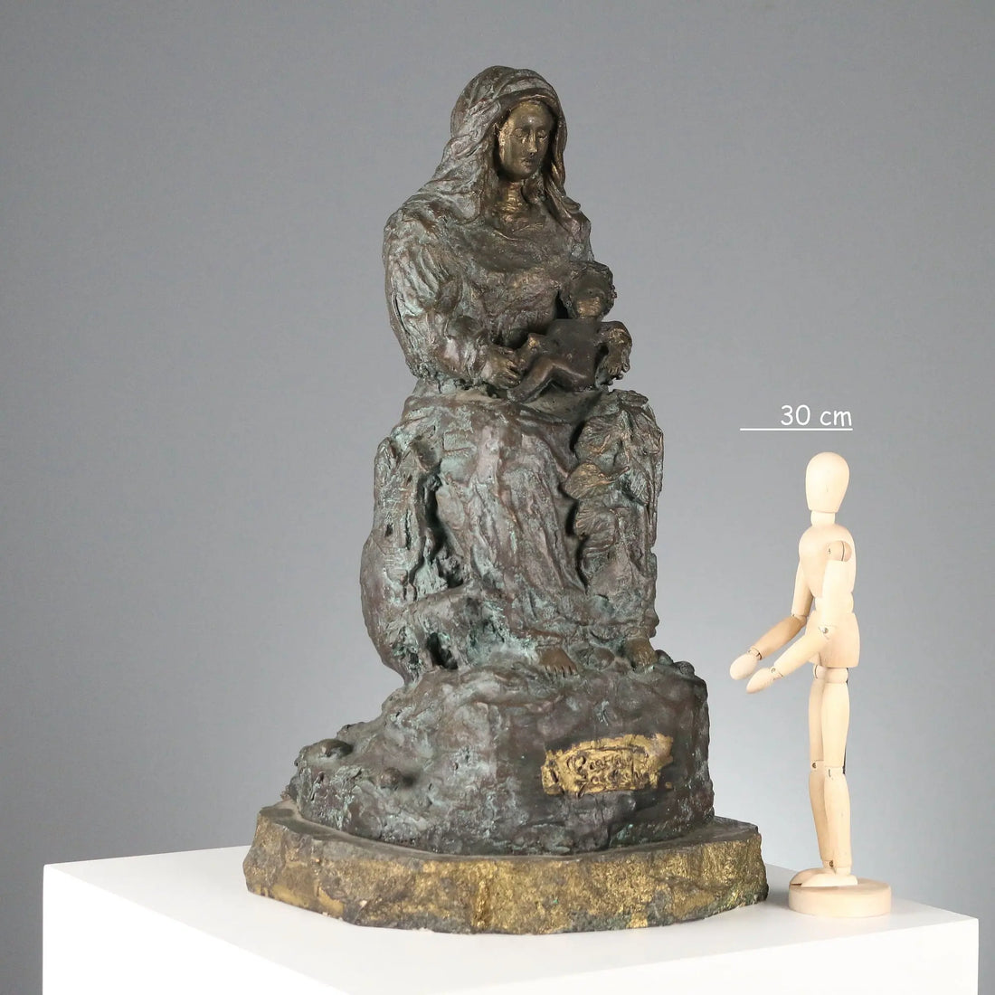 Antique Sculpture Virgin with Child Bronze Europe XX Century