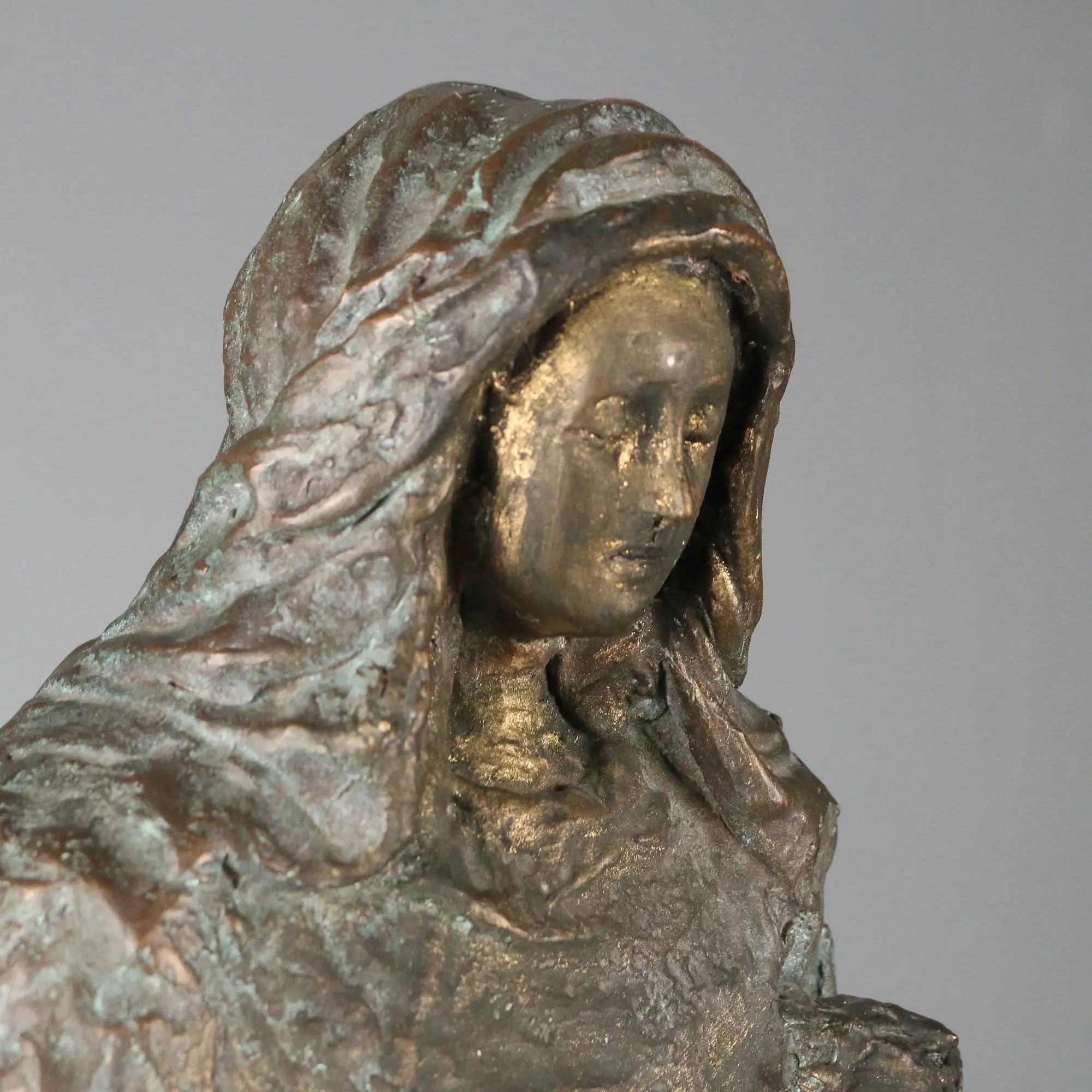 Antique Sculpture Virgin with Child Bronze Europe XX Century