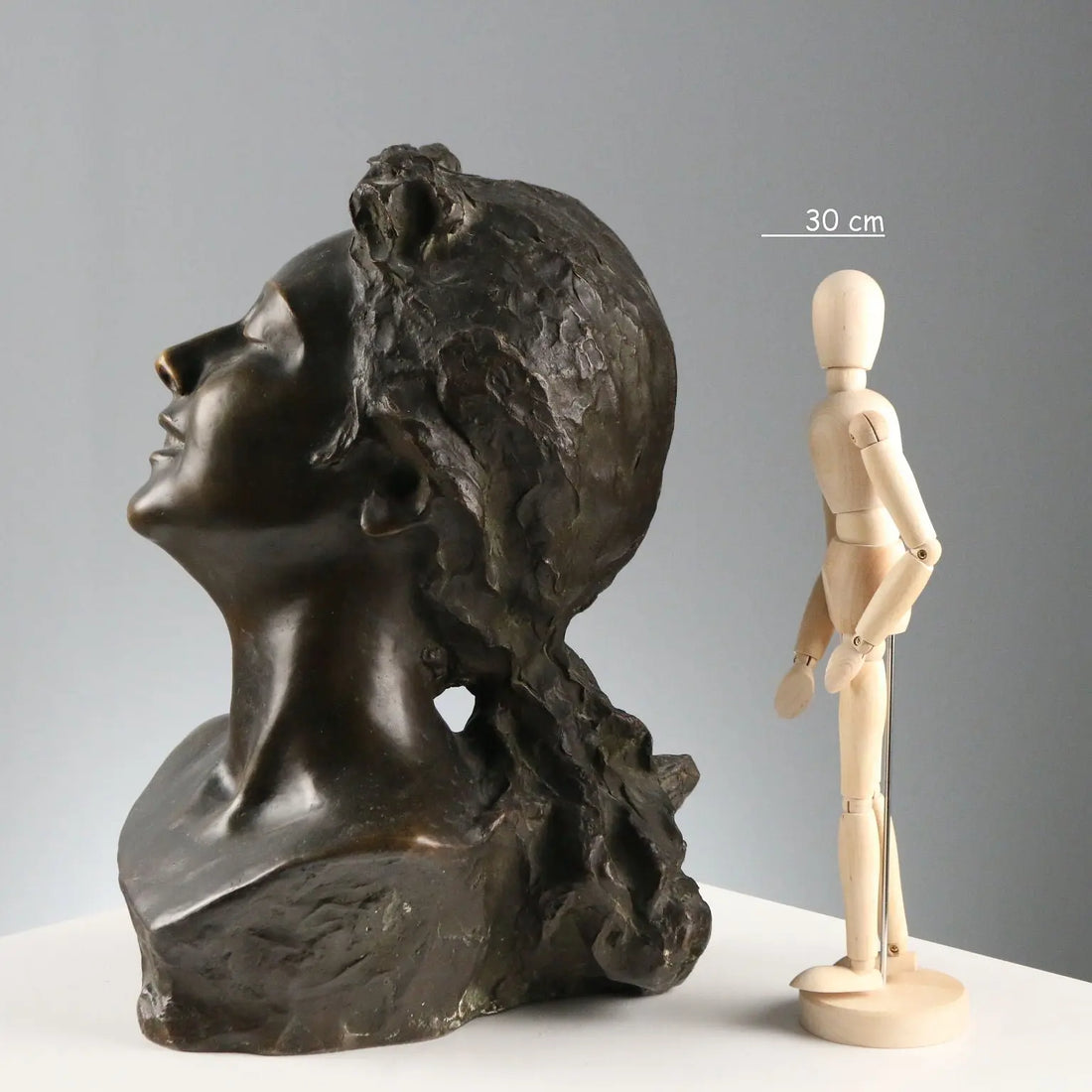 Antique Sculpture Young Woman's Face Bronze XIX-XX Century