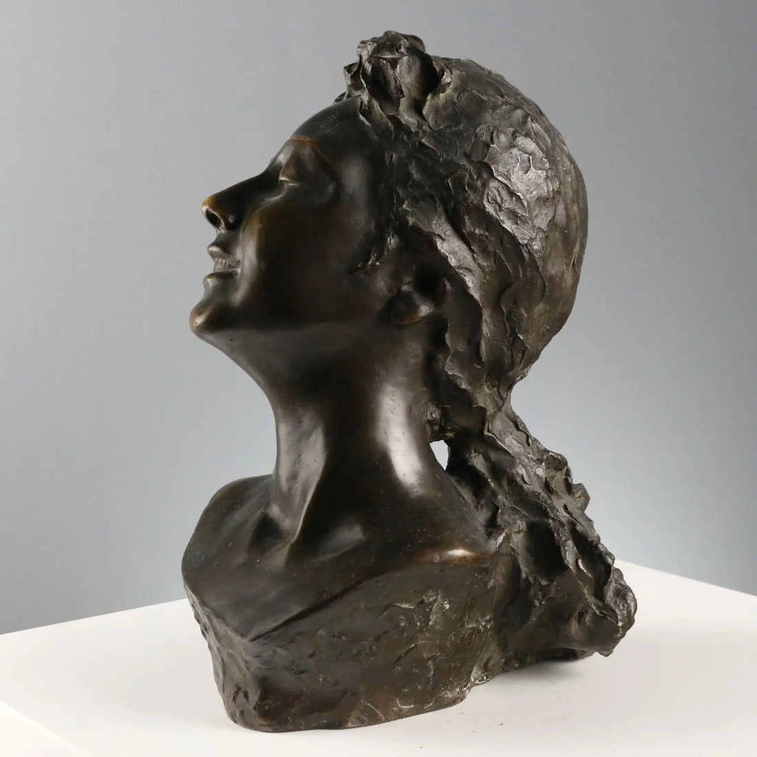 Antique Sculpture Young Woman's Face Bronze XIX-XX Century