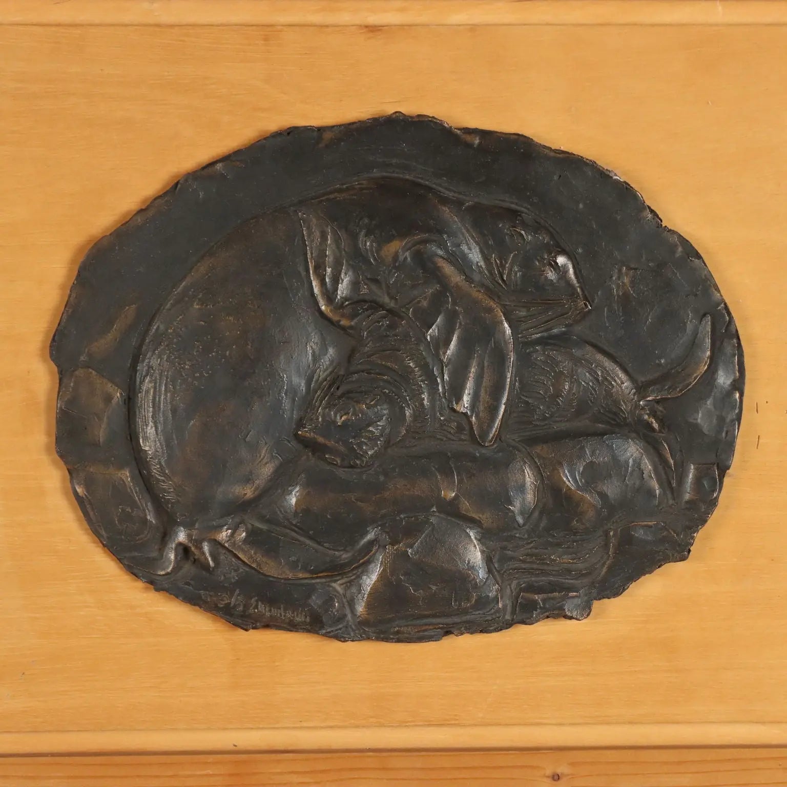 Modern Bas-Relief Signed Enrico Manfrini Bronze Italy XX Century