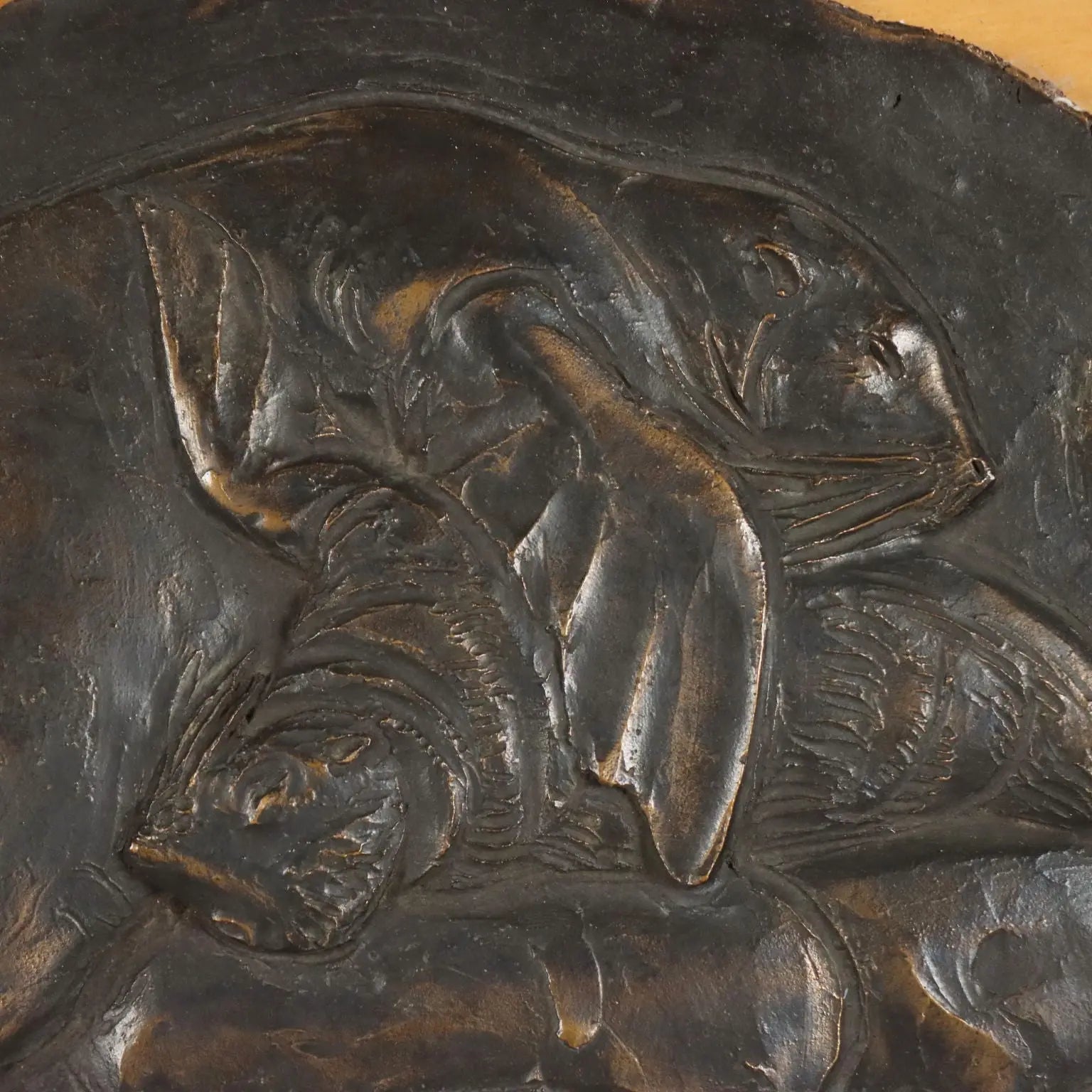 Modern Bas-Relief Signed Enrico Manfrini Bronze Italy XX Century