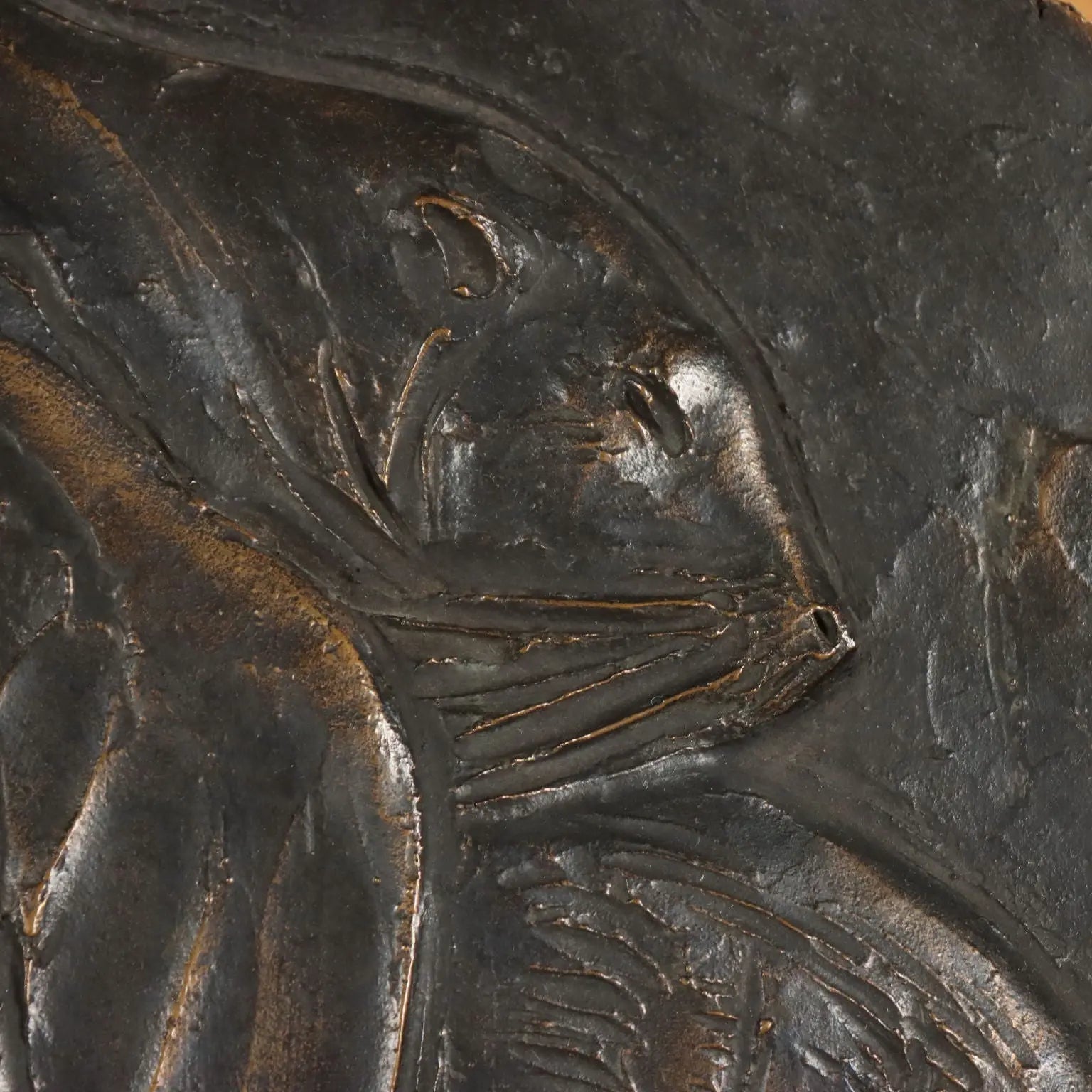 Modern Bas-Relief Signed Enrico Manfrini Bronze Italy XX Century