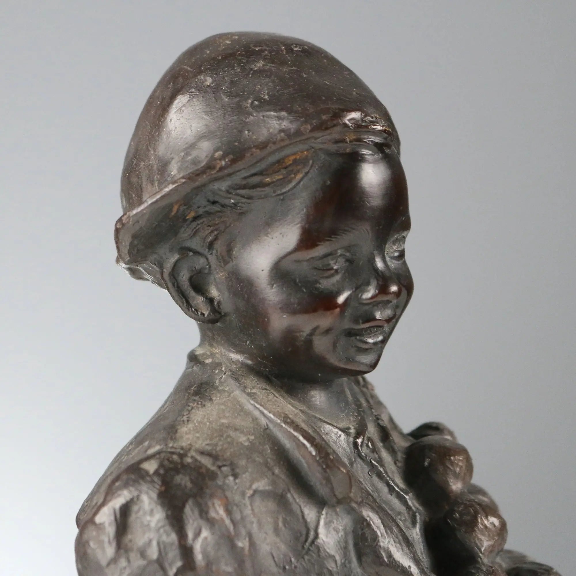 Antique Half Bust Onion Seller Bronze Signed G. De Martino XX Century