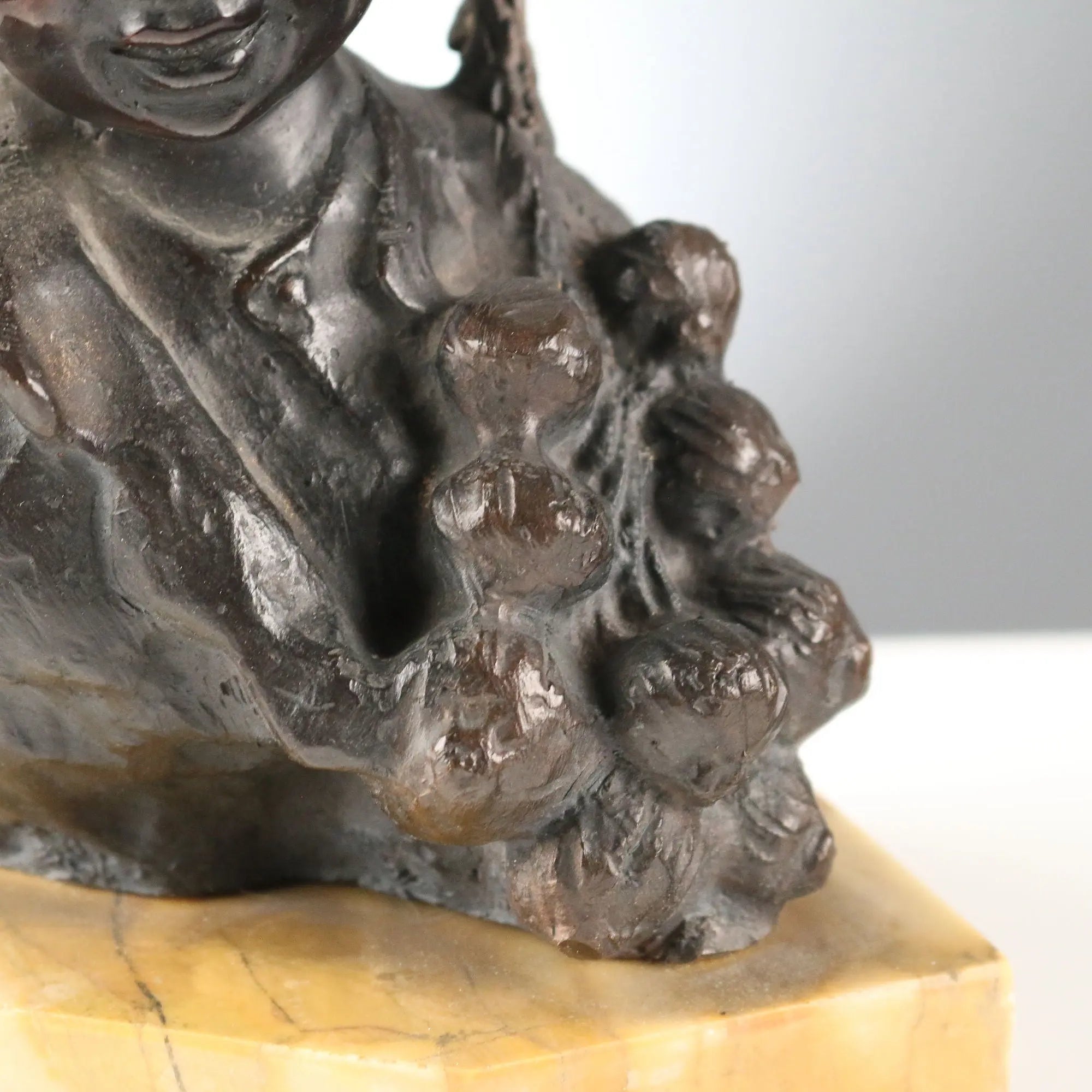 Antique Half Bust Onion Seller Bronze Signed G. De Martino XX Century