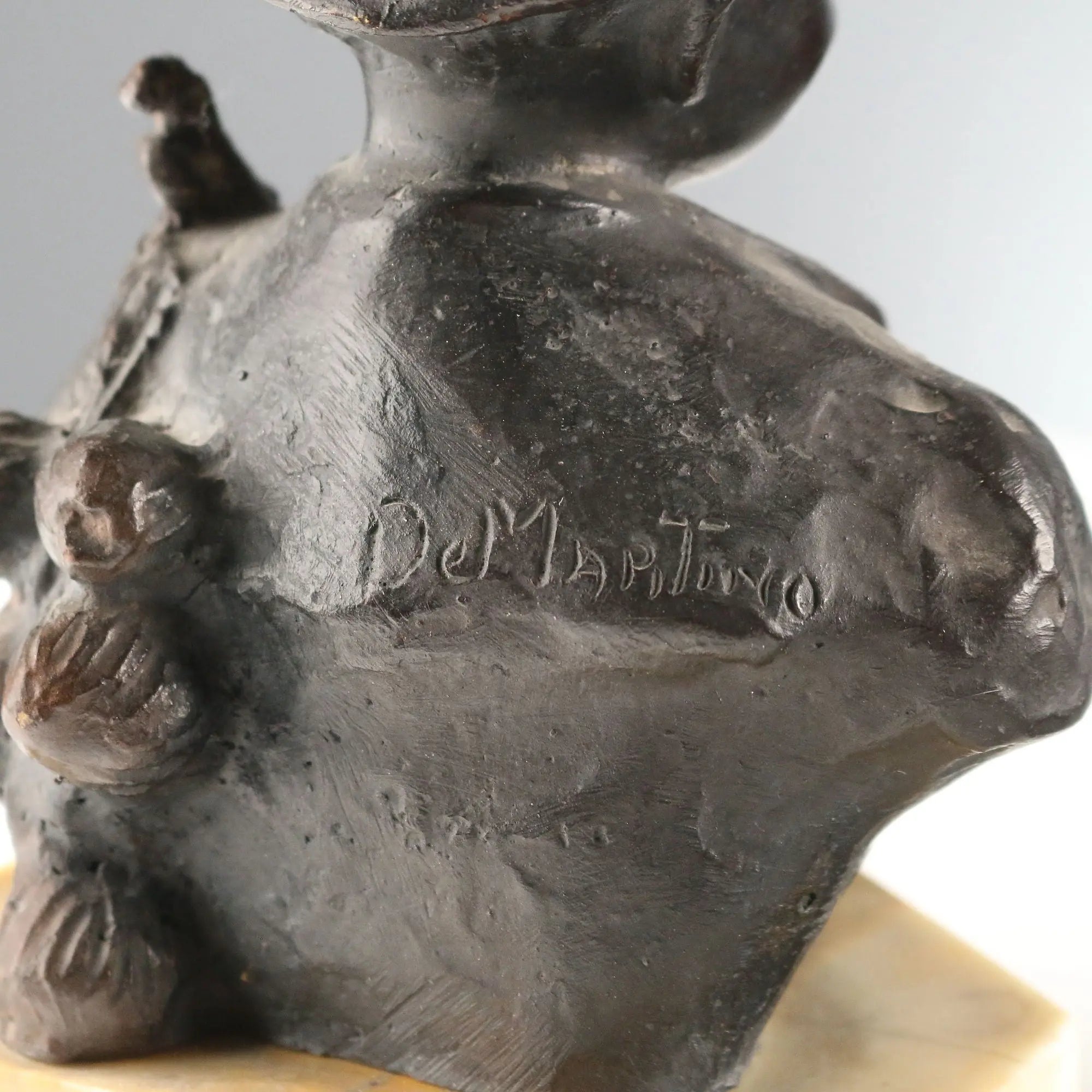 Antique Half Bust Onion Seller Bronze Signed G. De Martino XX Century