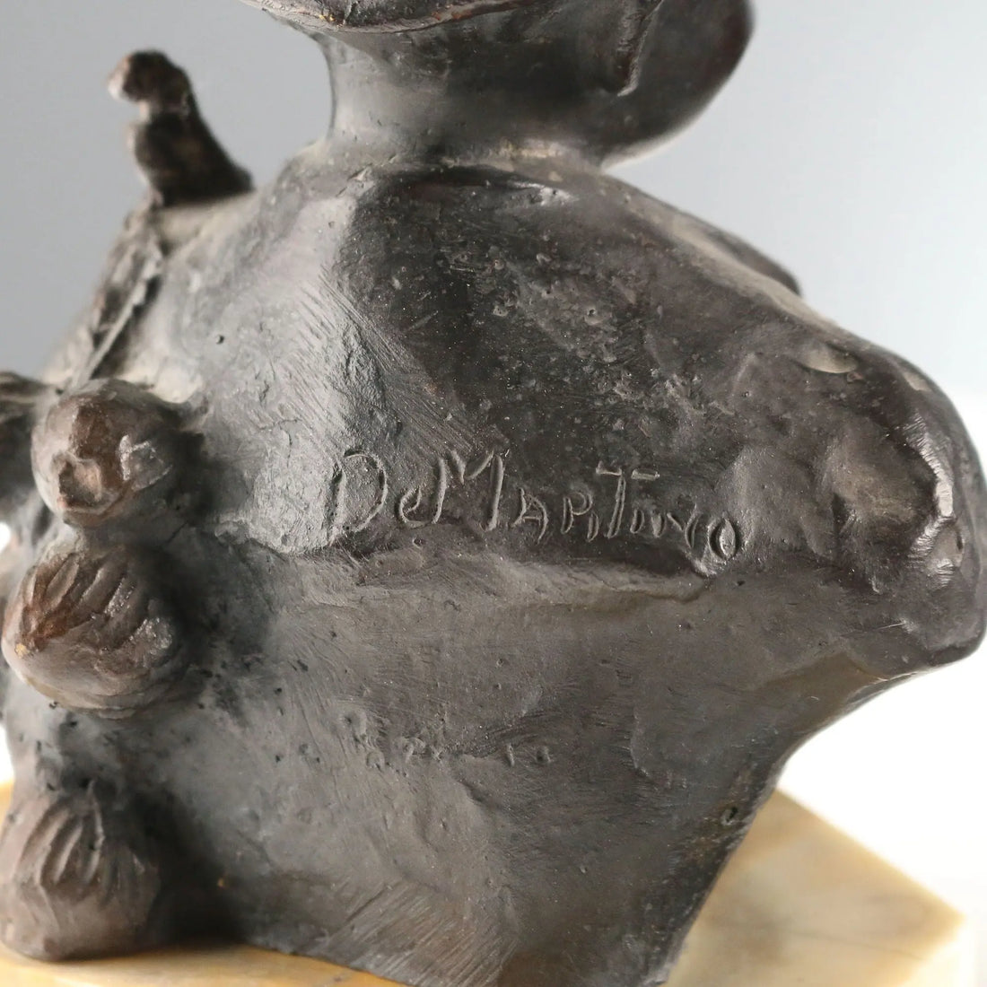 Antique Half Bust Onion Seller Bronze Signed G. De Martino XX Century