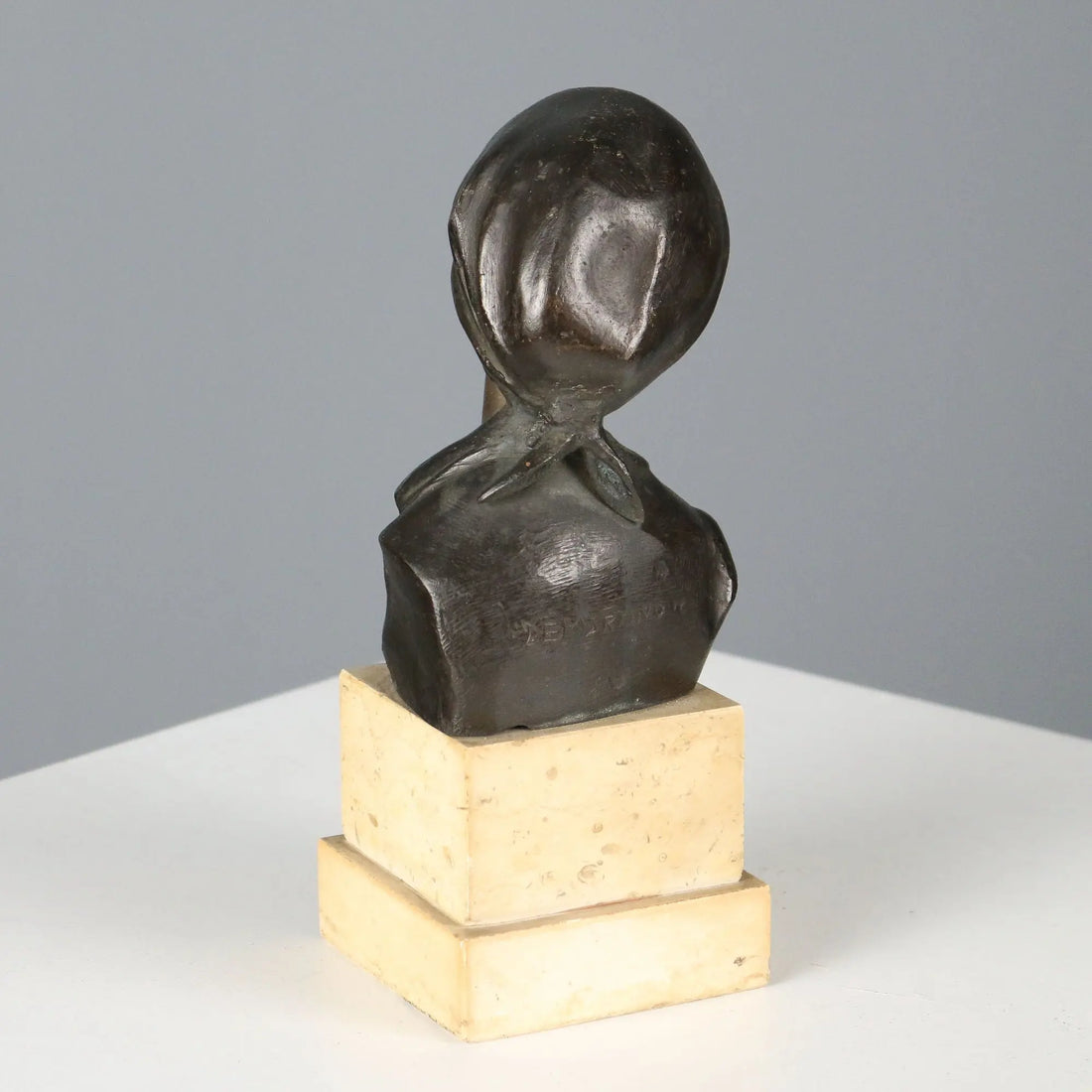 Antique Half-Bust Signed Giovanni de Martino Bronze Marble XX Century