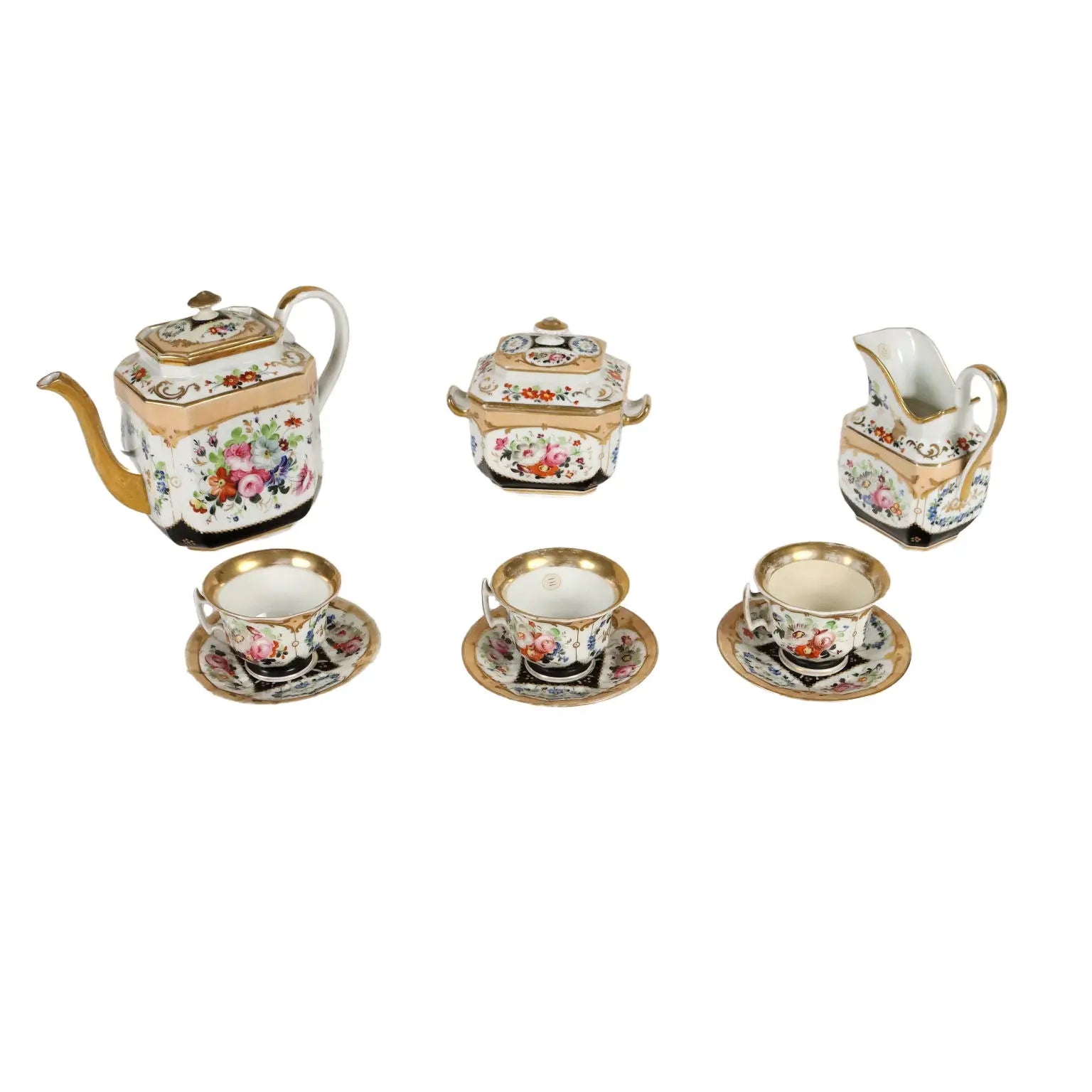 Ancient Tea Set White Porcelain Europe '800 Cups Gold Decorations - Europe Mid 19th century | Antiques | Ceramics Products