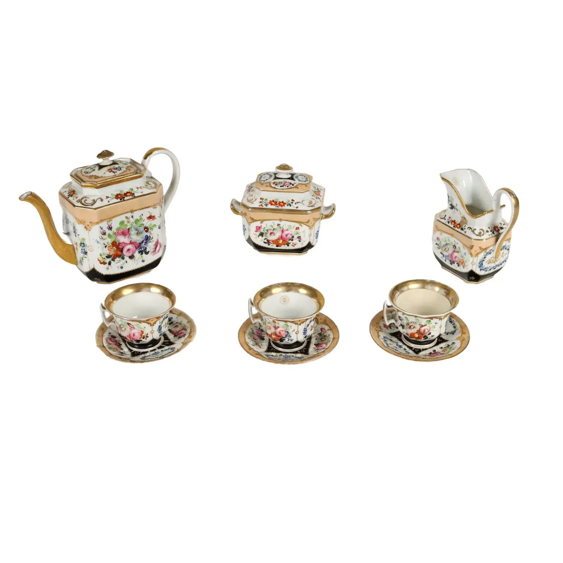 Ancient Tea Set White Porcelain Europe '800 Cups Gold Decorations - Europe Mid 19th century | Antiques | Ceramics Products