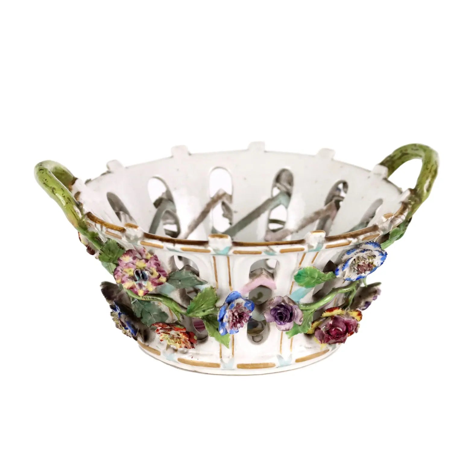 Ancient Porcelain Casket Europe '800 Flower Decorations Gold - Europe 19th Century | Antiques | Ceramics Products