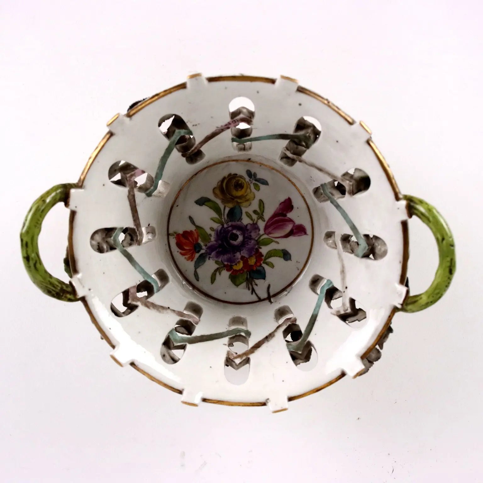 Ancient Porcelain Casket Europe '800 Flower Decorations Gold - Europe 19th Century | Antiques | Ceramics Products
