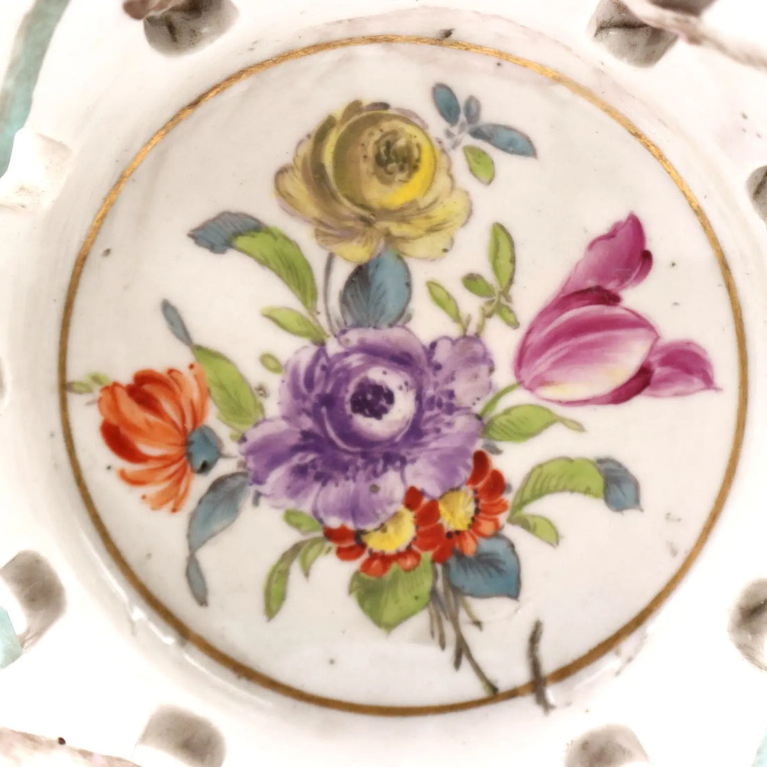 Ancient Porcelain Casket Europe '800 Flower Decorations Gold - Europe 19th Century | Antiques | Ceramics Products