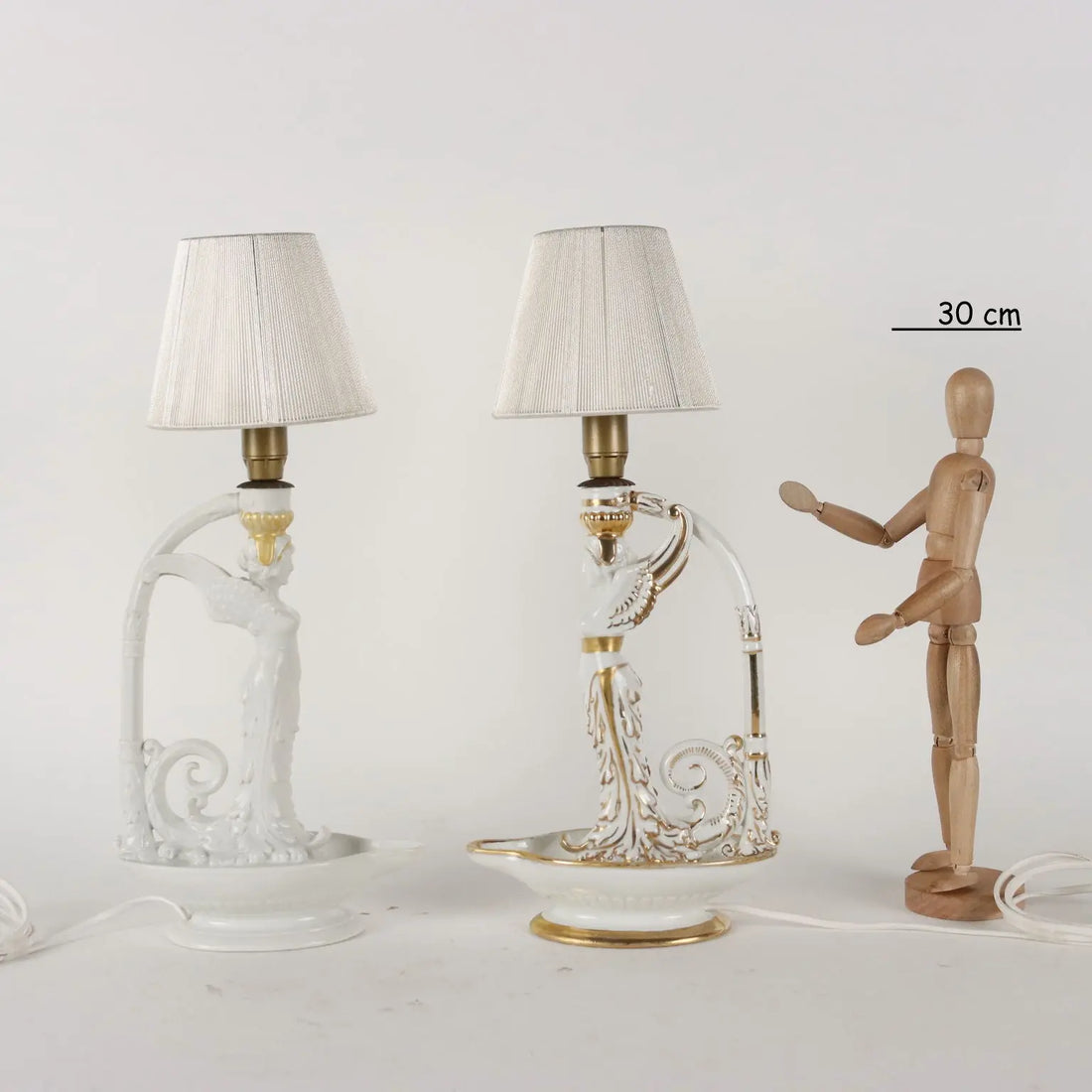 Pair of Neoclassical Style Lamps Porcelain Italy XX Century - Italy 20th century | Antiques | Ceramics Products