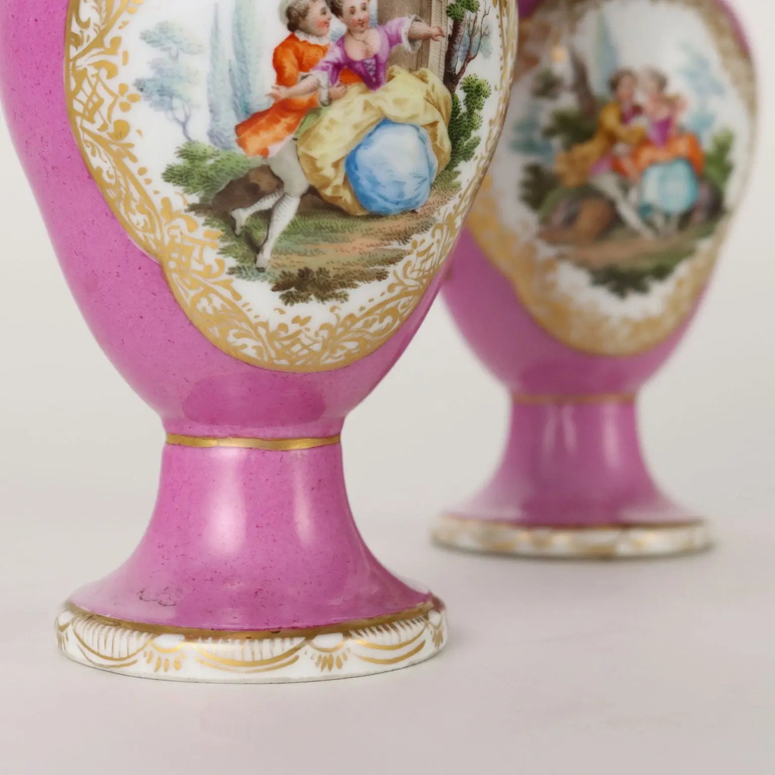 Ancient Vases KPM Porcelain Germany '800 Pink Gold Decorations - Germany Mid 1800s | Antiques | Ceramics Products