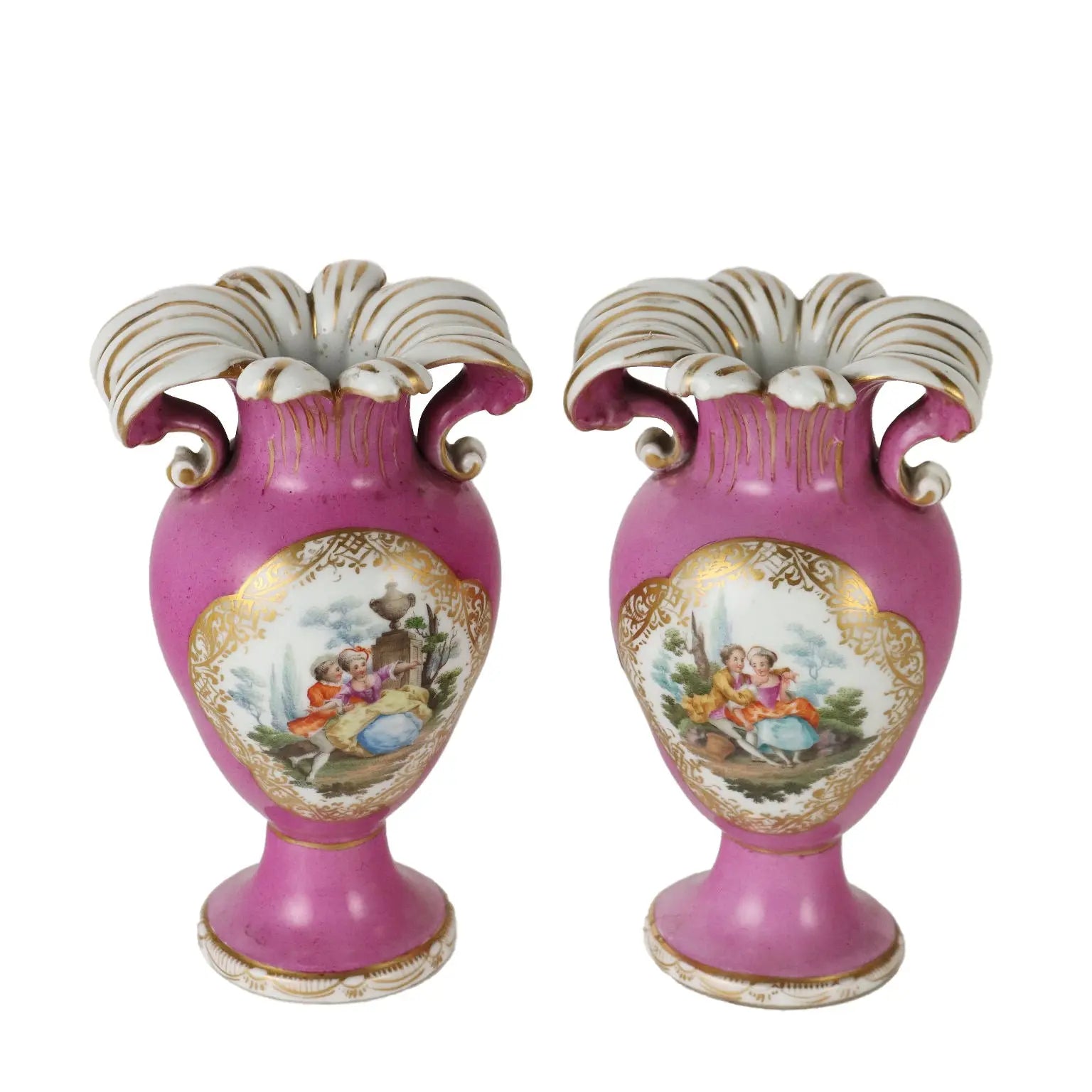 Ancient Vases KPM Porcelain Germany '800 Pink Gold Decorations - Germany Mid 1800s | Antiques | Ceramics Products