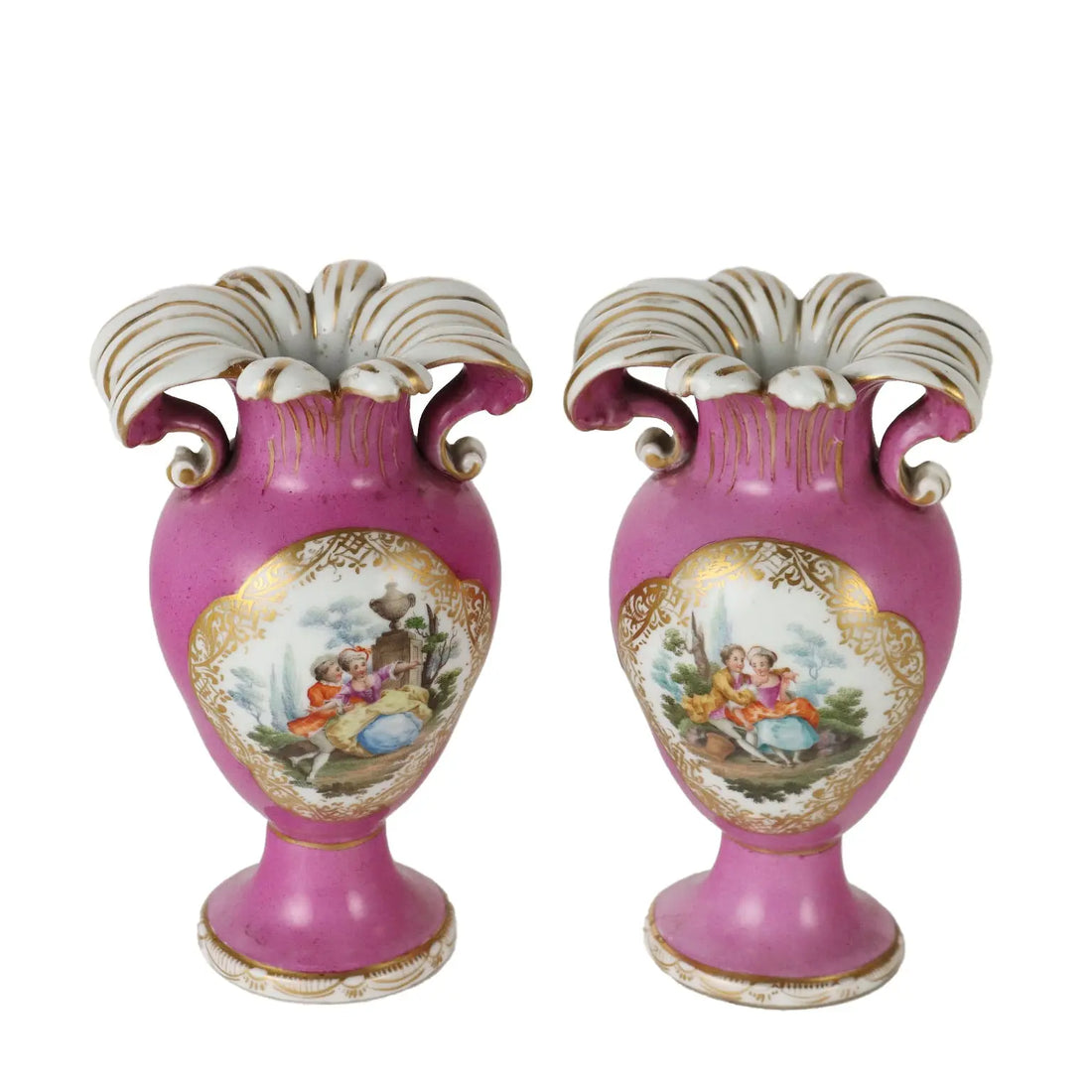 Ancient Vases KPM Porcelain Germany '800 Pink Gold Decorations - Germany Mid 1800s | Antiques | Ceramics Products