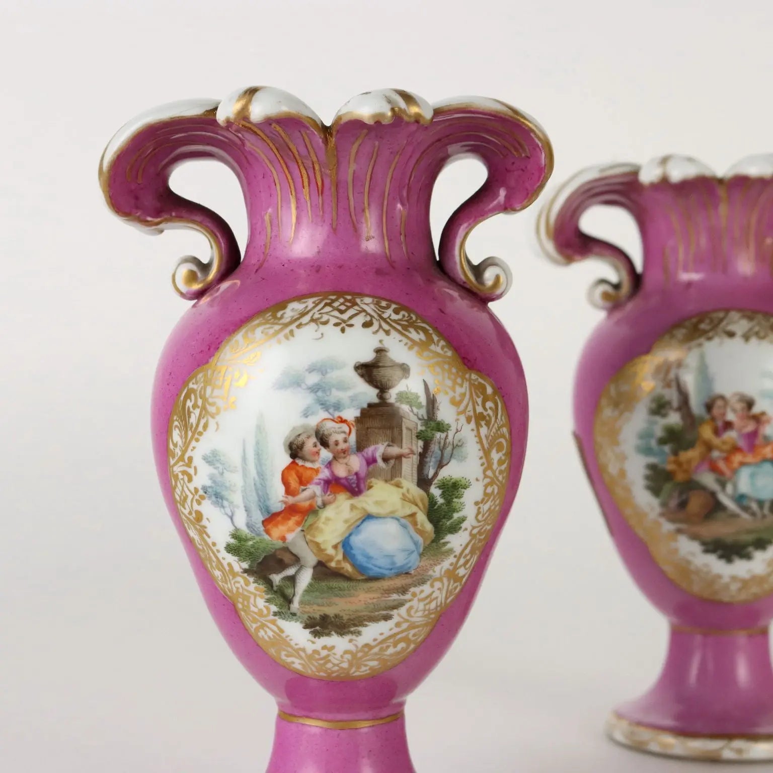 Ancient Vases KPM Porcelain Germany '800 Pink Gold Decorations - Germany Mid 1800s | Antiques | Ceramics Products