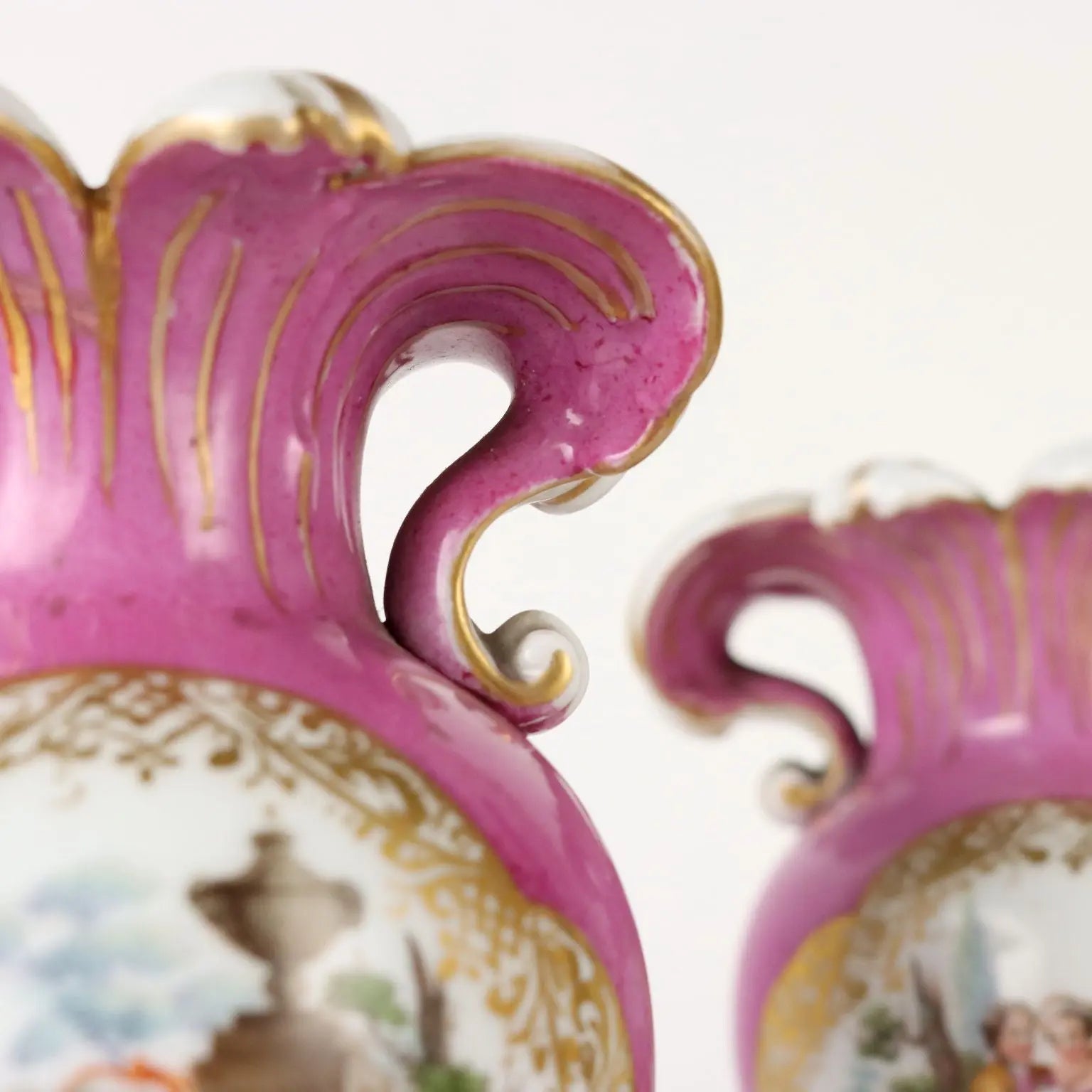 Ancient Vases KPM Porcelain Germany '800 Pink Gold Decorations - Germany Mid 1800s | Antiques | Ceramics Products