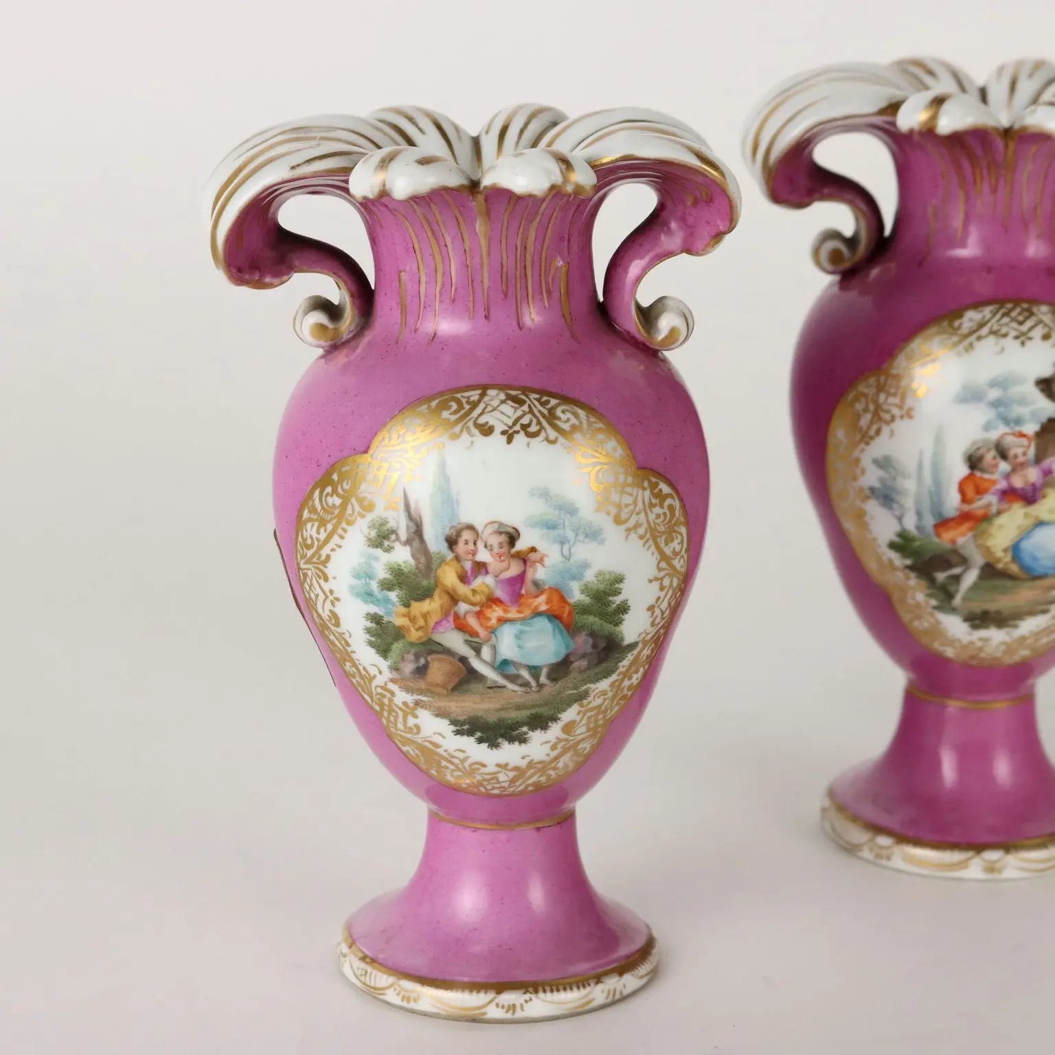Ancient Vases KPM Porcelain Germany '800 Pink Gold Decorations - Germany Mid 1800s | Antiques | Ceramics Products