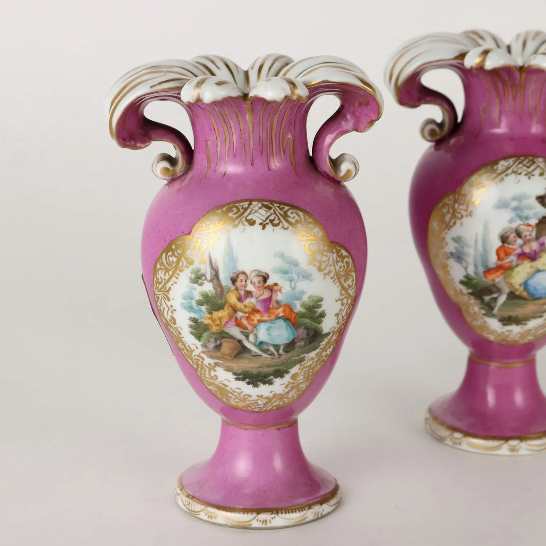 Ancient Vases KPM Porcelain Germany '800 Pink Gold Decorations - Germany Mid 1800s | Antiques | Ceramics Products