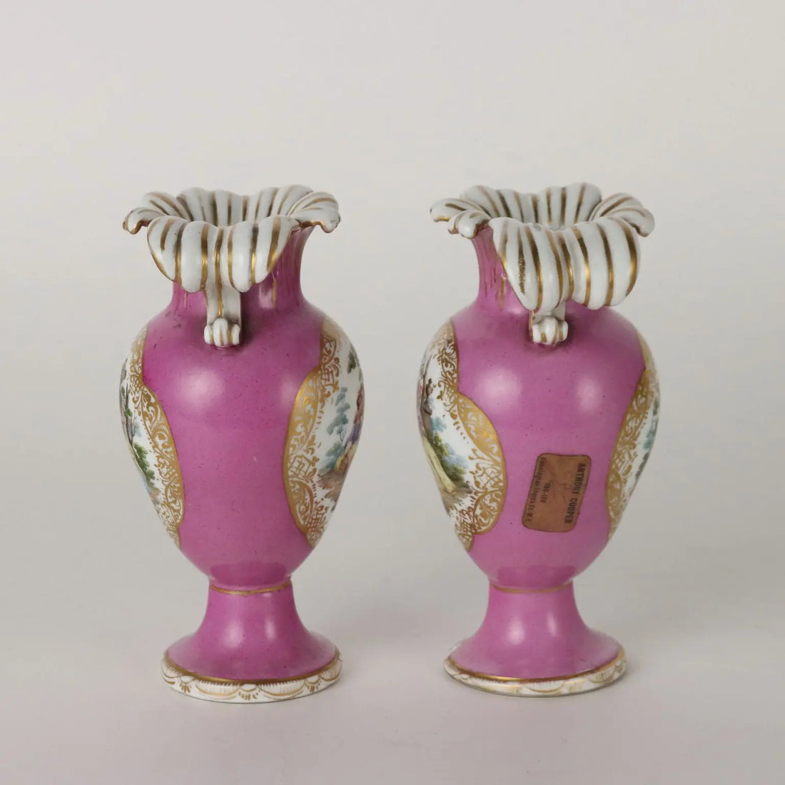 Ancient Vases KPM Porcelain Germany '800 Pink Gold Decorations - Germany Mid 1800s | Antiques | Ceramics Products