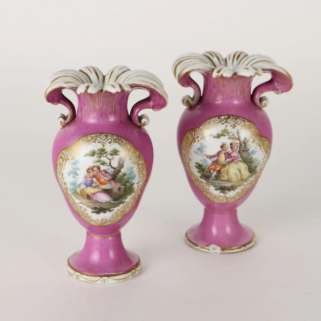 Ancient Vases KPM Porcelain Germany '800 Pink Gold Decorations - Germany Mid 1800s | Antiques | Ceramics Products