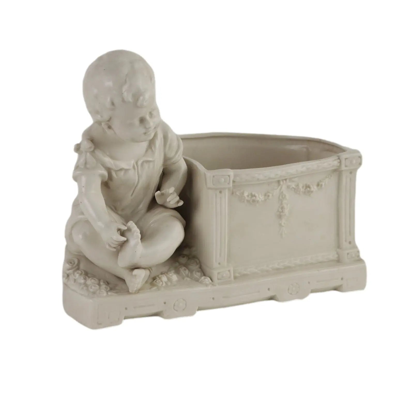 Ancient European Planter '900 White Porcelain Angel Statue Ceramic - Europe Early 1900s | Antiques | Ceramics Products