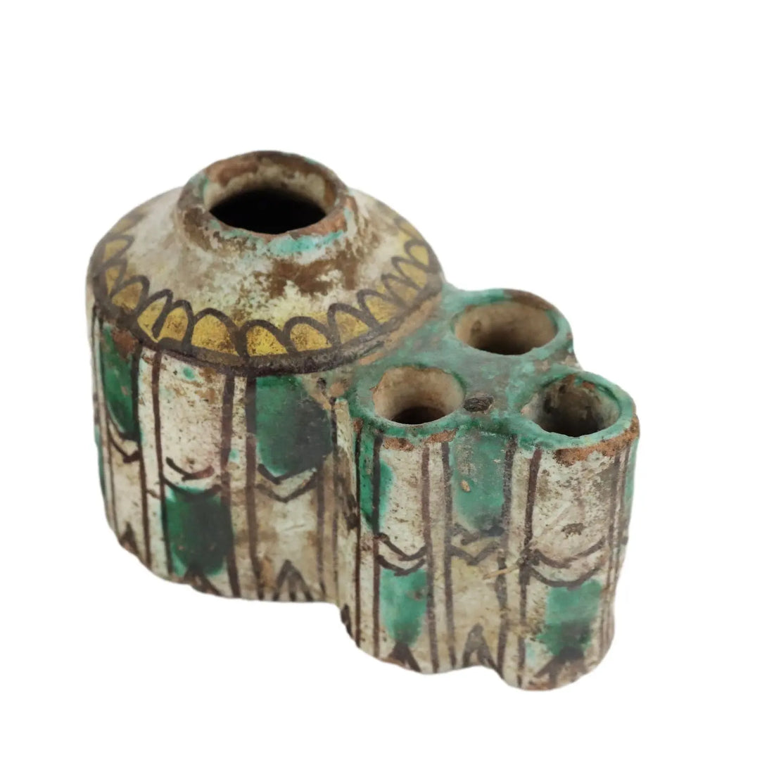 Ancient Inkwell '800 Enamelled Eartenware Coloured Decorations - Middle East 19th Century | Antiques | Ceramics Products