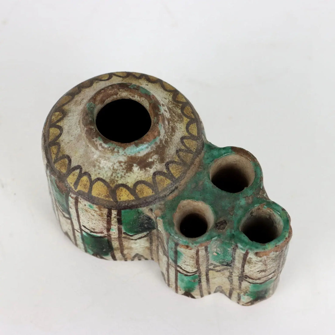 Ancient Inkwell '800 Enamelled Eartenware Coloured Decorations - Middle East 19th Century | Antiques | Ceramics Products