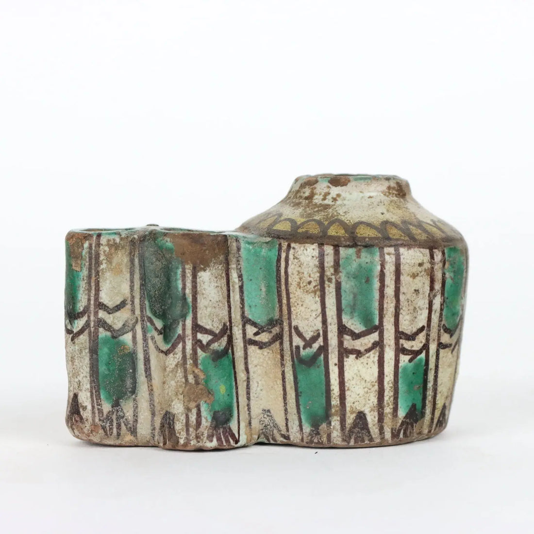 Ancient Inkwell '800 Enamelled Eartenware Coloured Decorations - Middle East 19th Century | Antiques | Ceramics Products