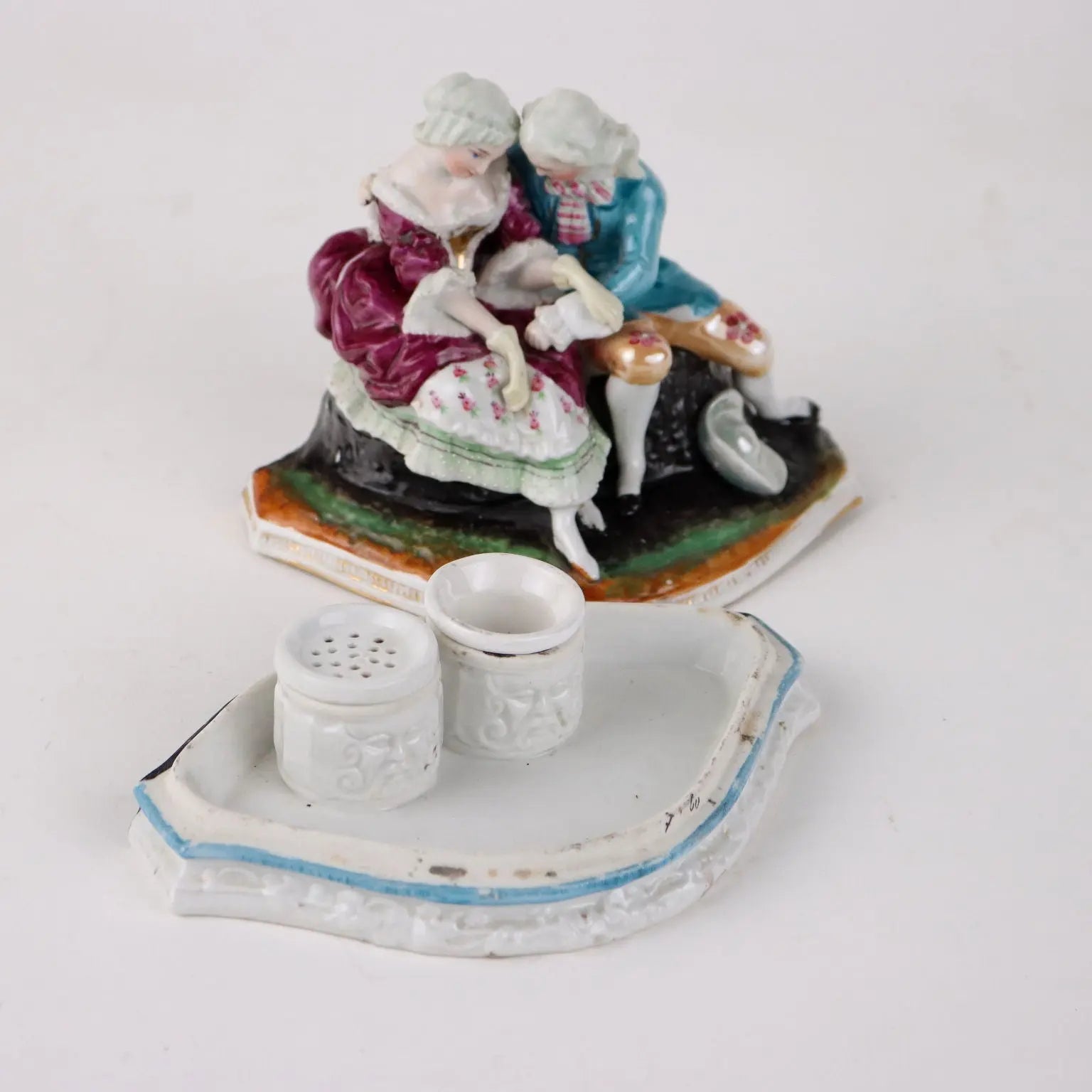 Ancient Inkwell The Old Paris 1860 Porcelain Elegant Scene - France, 1860 ca. | Antiques | Ceramics Products