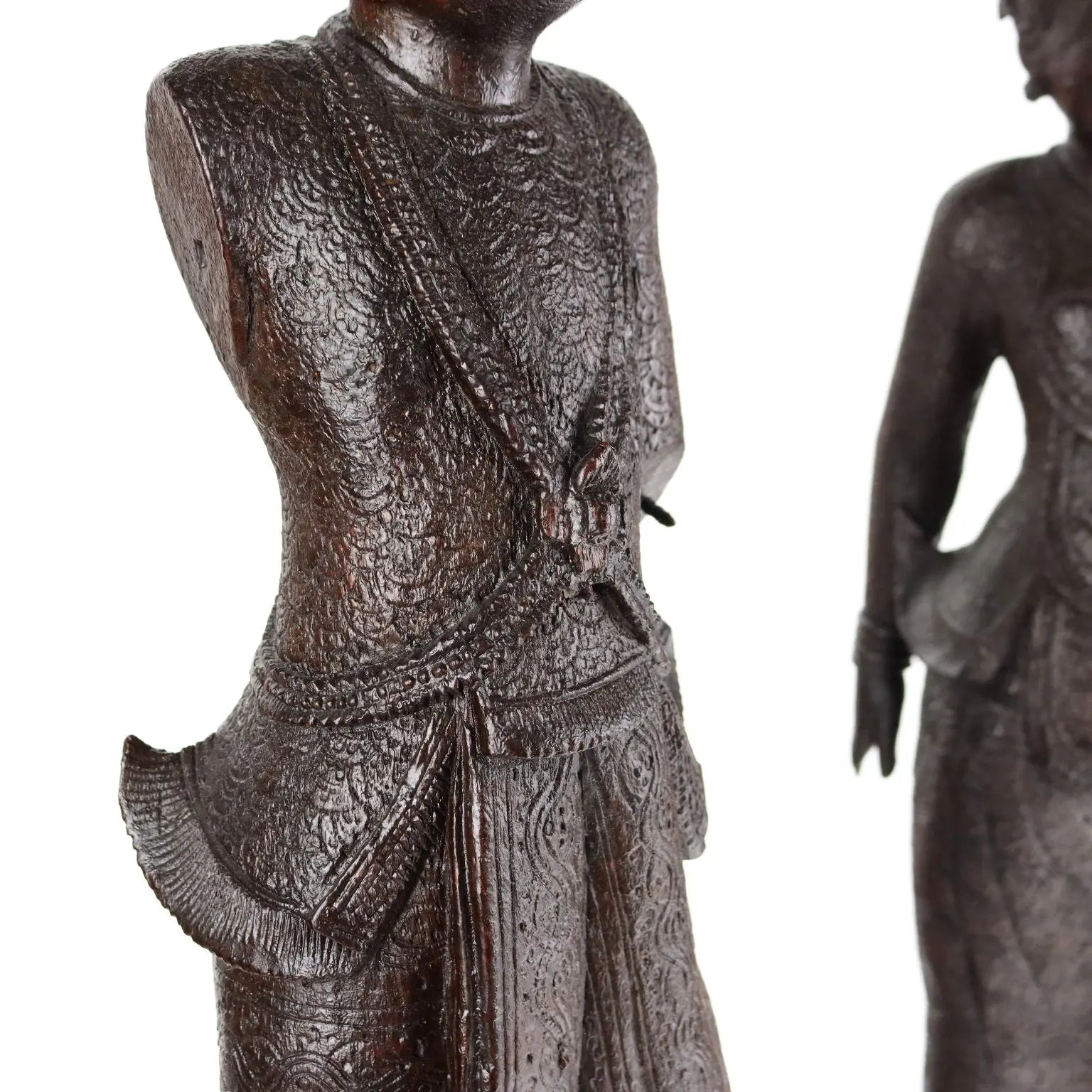 Pair of Antique Figurines Solid Wood Burma Early XX Century - Burma, Early XX Century | Antiques | Ceramics Products