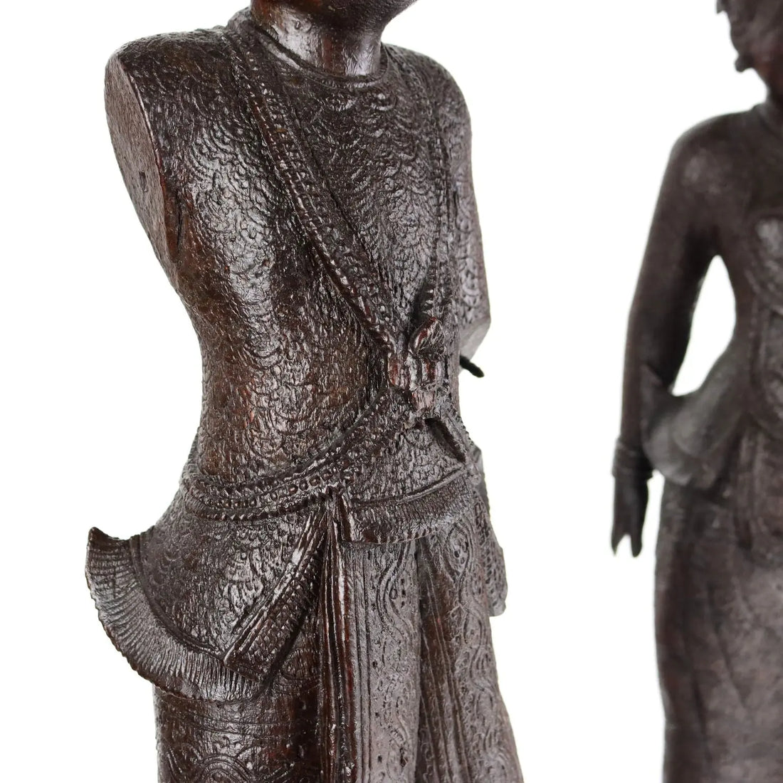 Pair of Antique Figurines Solid Wood Burma Early XX Century - Burma, Early XX Century | Antiques | Ceramics Products