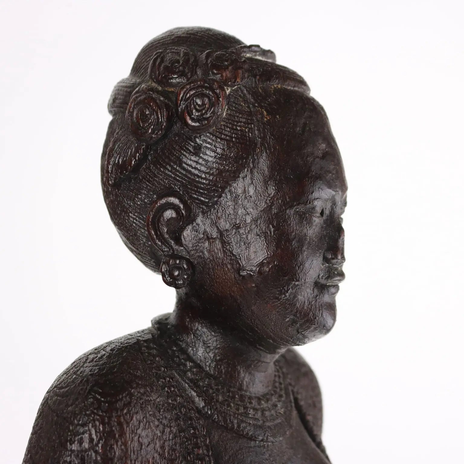 Pair of Antique Figurines Solid Wood Burma Early XX Century - Burma, Early XX Century | Antiques | Ceramics Products