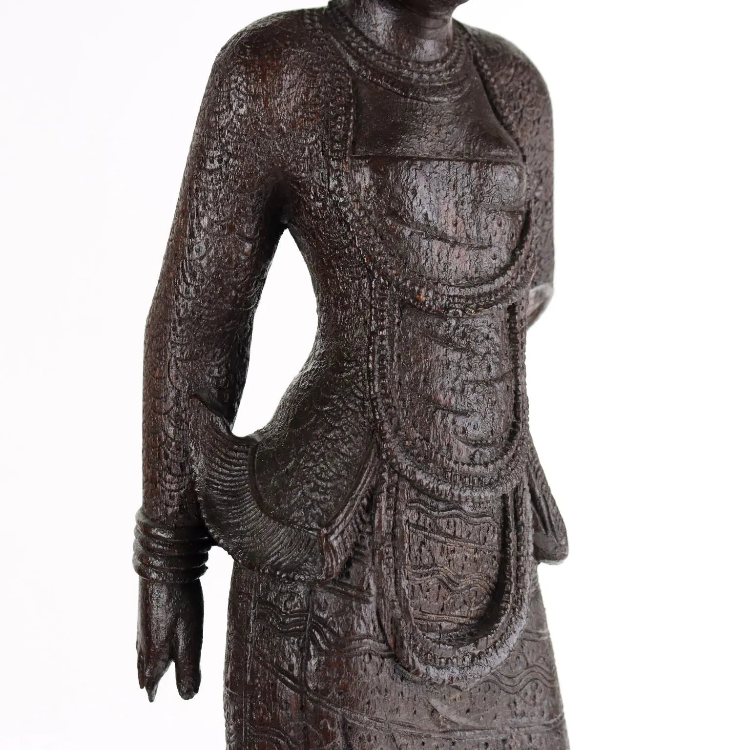 Pair of Antique Figurines Solid Wood Burma Early XX Century - Burma, Early XX Century | Antiques | Ceramics Products