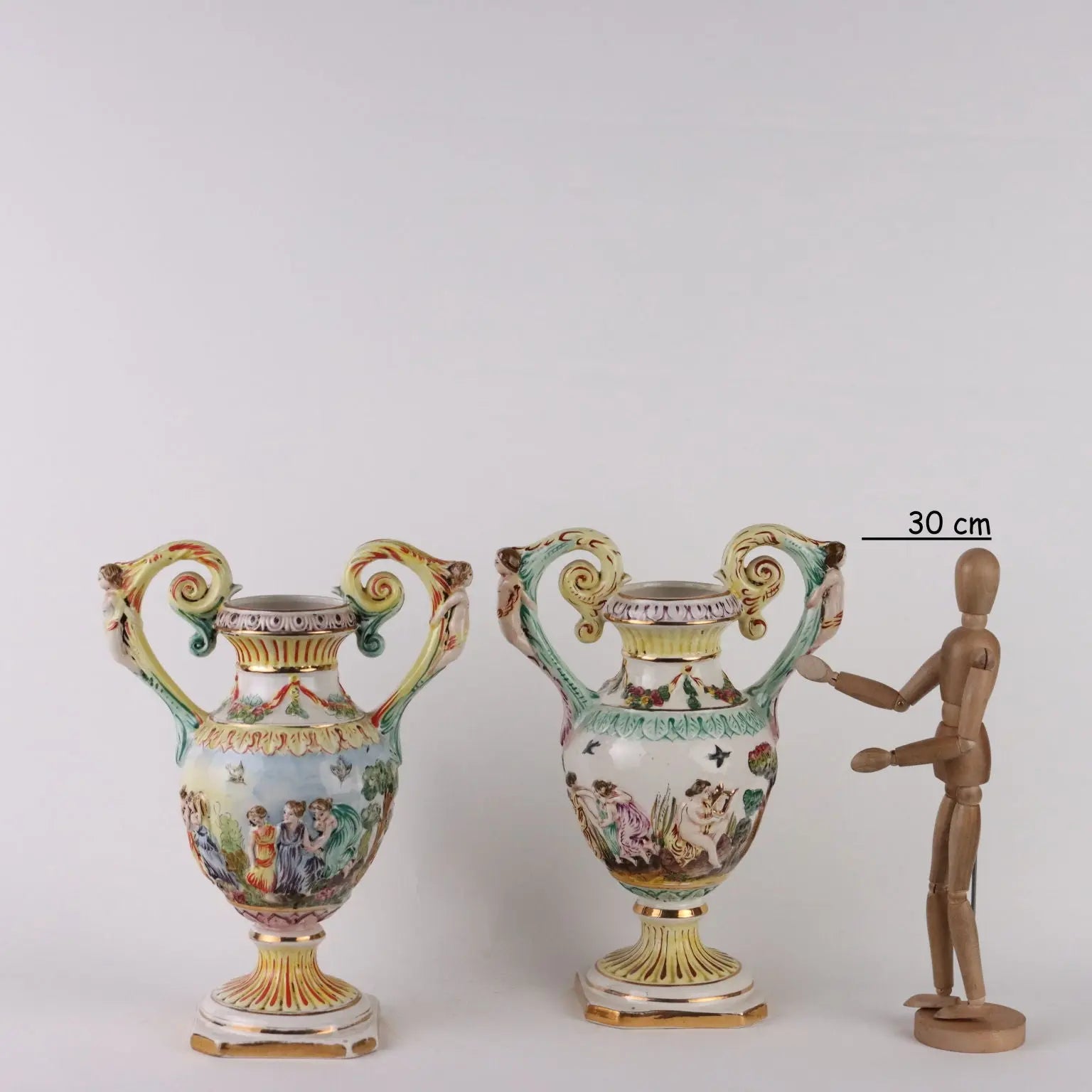 Pair of Antique Vases Ceramic of Capodimonte Italy XX Century - Italy, Mid XX Century ca. | Antiques | Ceramics Products