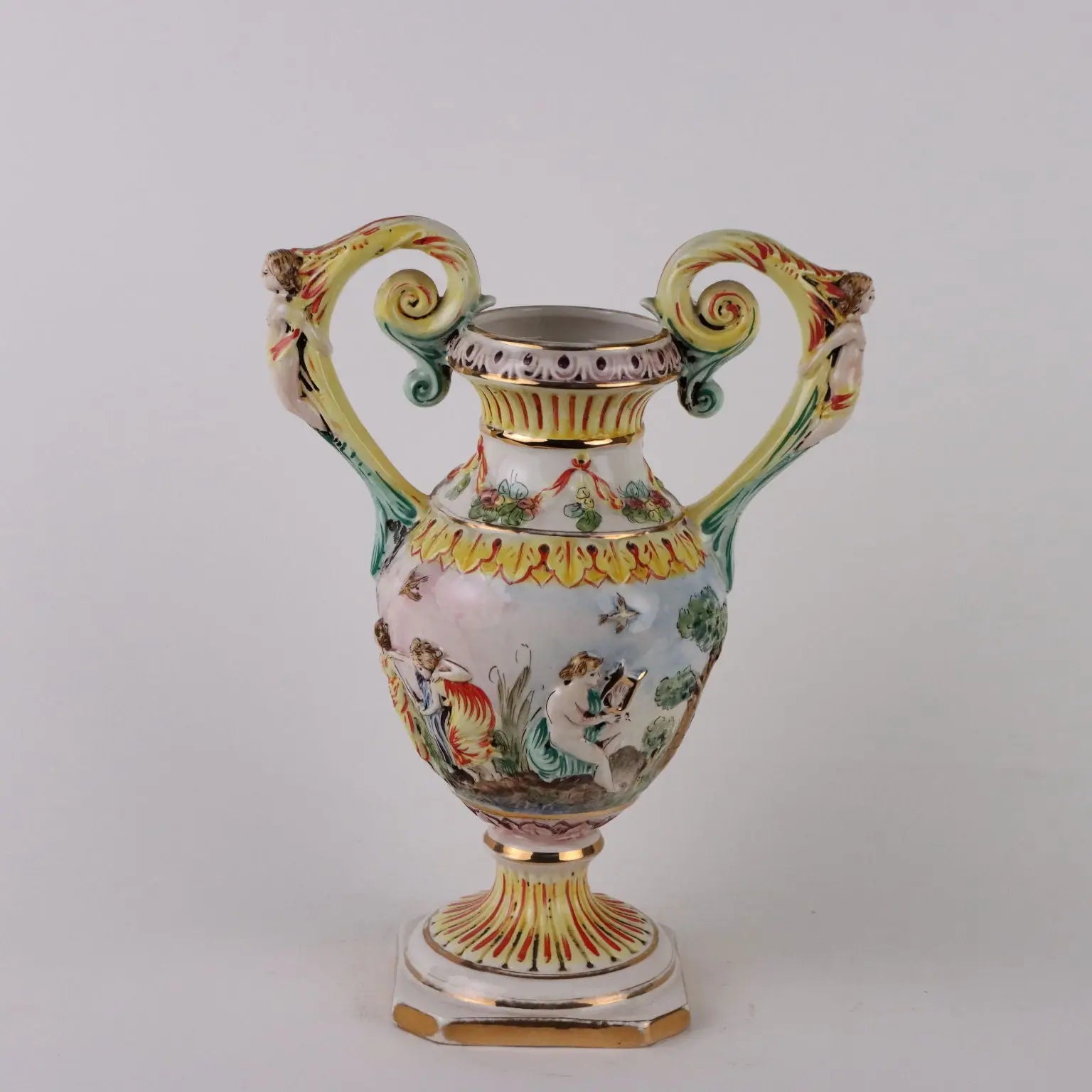 Pair of Antique Vases Ceramic of Capodimonte Italy XX Century - Italy, Mid XX Century ca. | Antiques | Ceramics Products