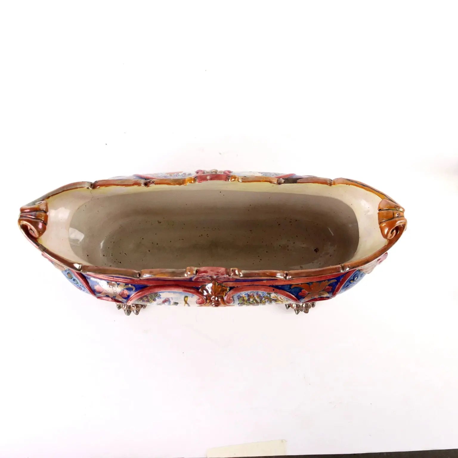 Antique Planter Majolica Man. Santarelli Gualdo Tadini Italy 1920s - Italy, 1920s | Antiques | Ceramics Products