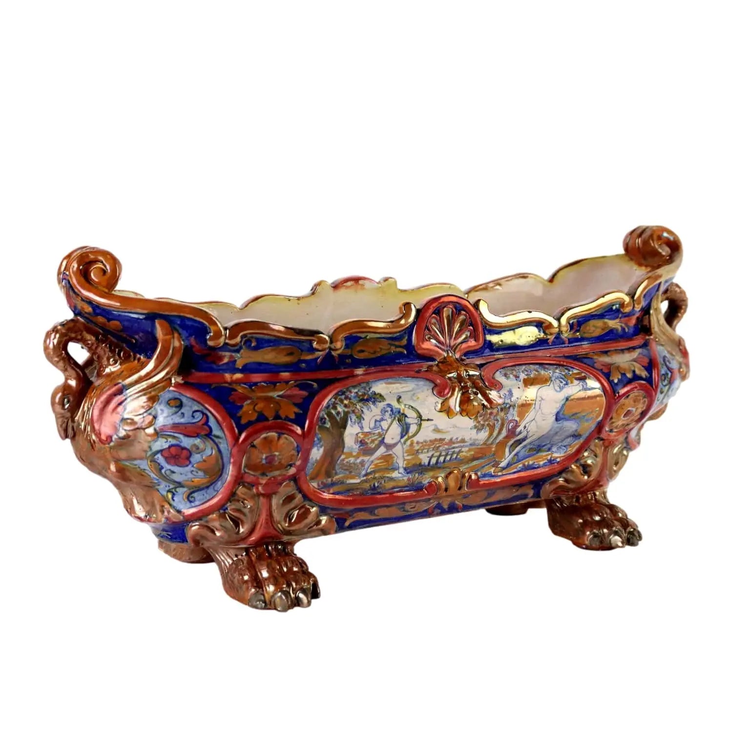 Antique Planter Majolica Man. Santarelli Gualdo Tadini Italy 1920s - Italy, 1920s | Antiques | Ceramics Products