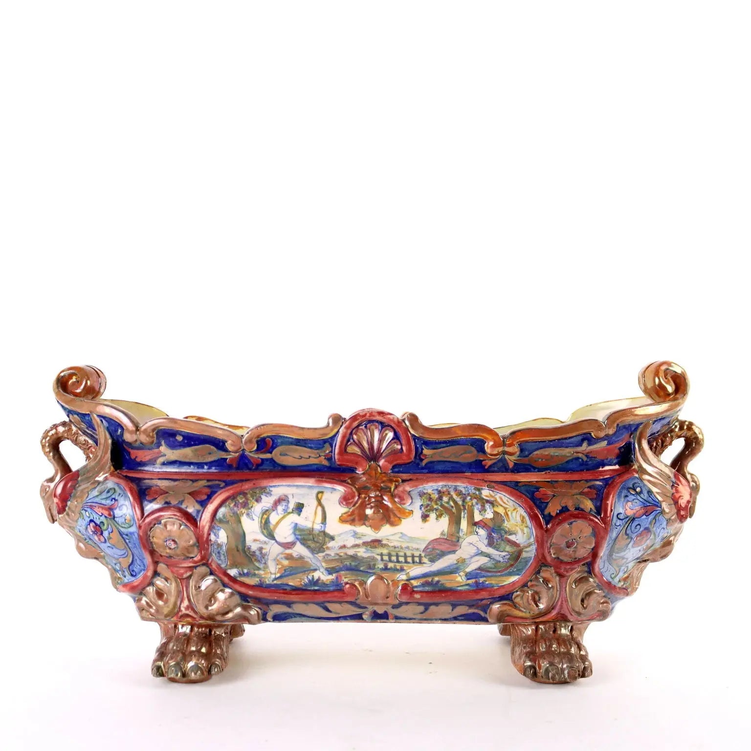 Antique Planter Majolica Man. Santarelli Gualdo Tadini Italy 1920s - Italy, 1920s | Antiques | Ceramics Products