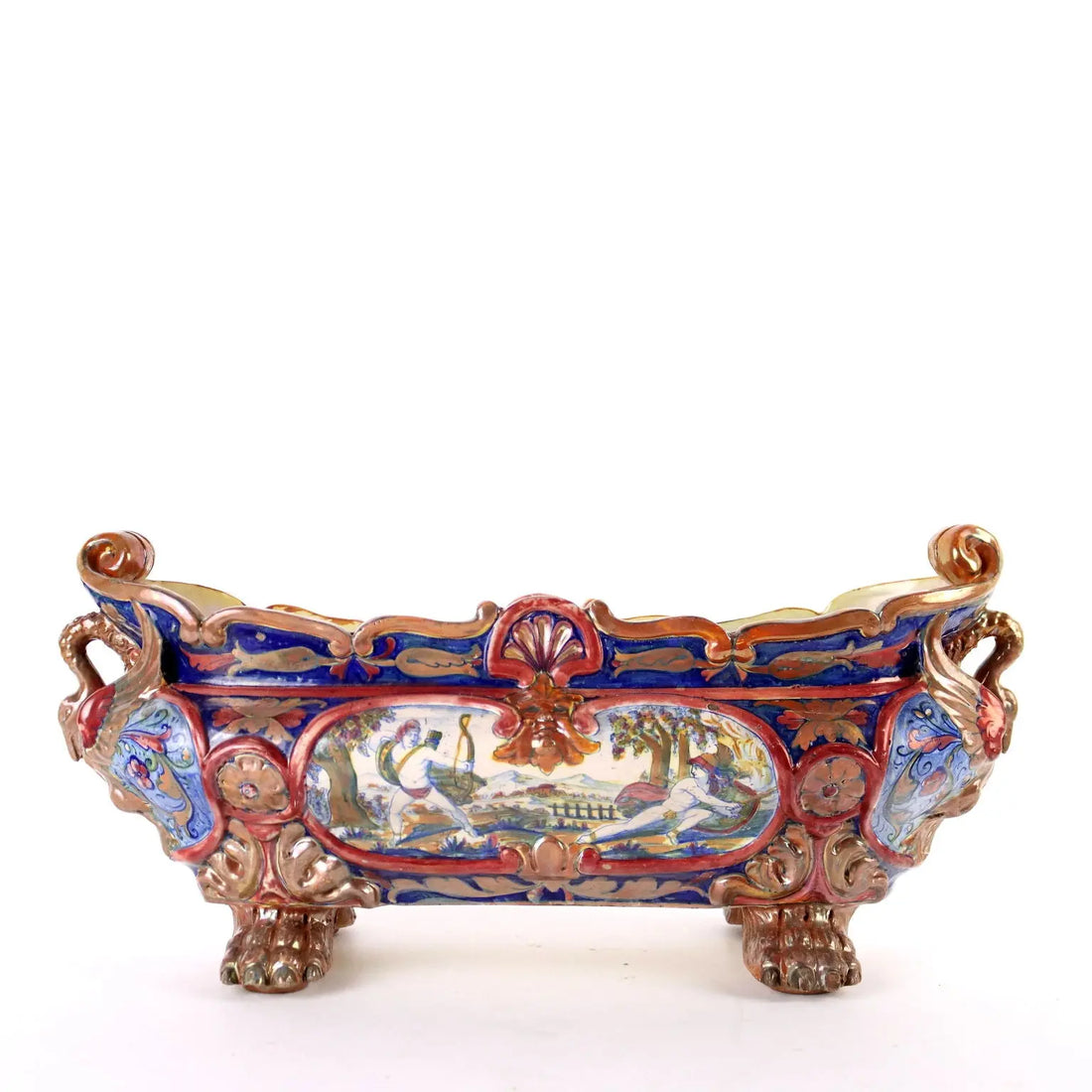 Antique Planter Majolica Man. Santarelli Gualdo Tadini Italy 1920s - Italy, 1920s | Antiques | Ceramics Products