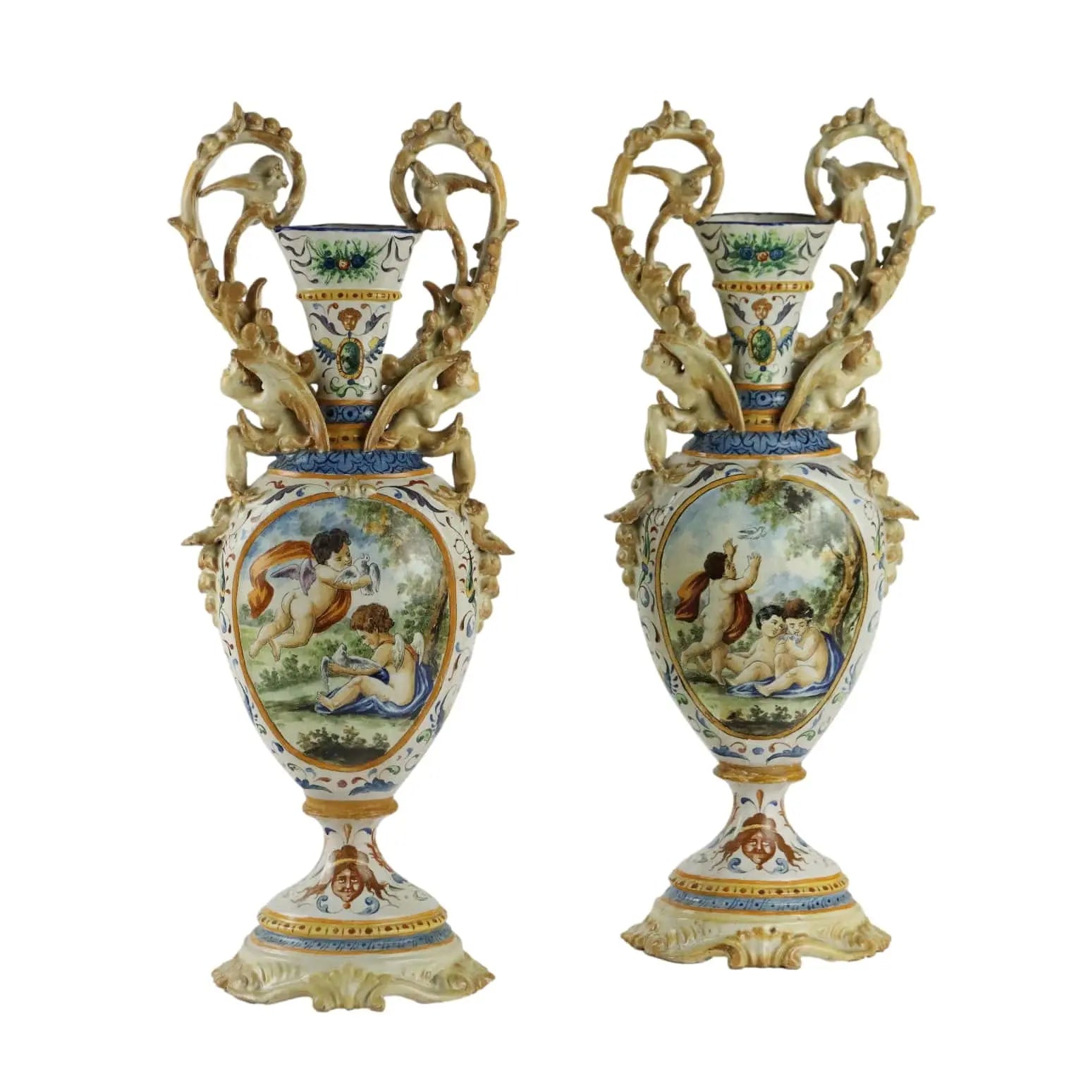 Antique Amphorae Majolica Grotesque Motifs XIX Century - Central Southern Italy Late 19th century | Antiques | Ceramics Products