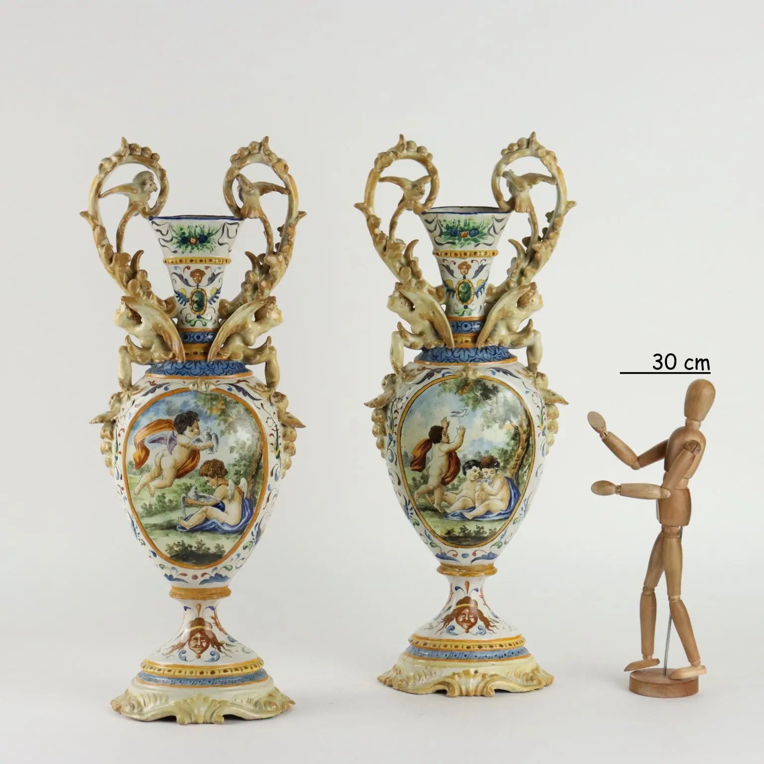 Antique Amphorae Majolica Grotesque Motifs XIX Century - Central Southern Italy Late 19th century | Antiques | Ceramics Products