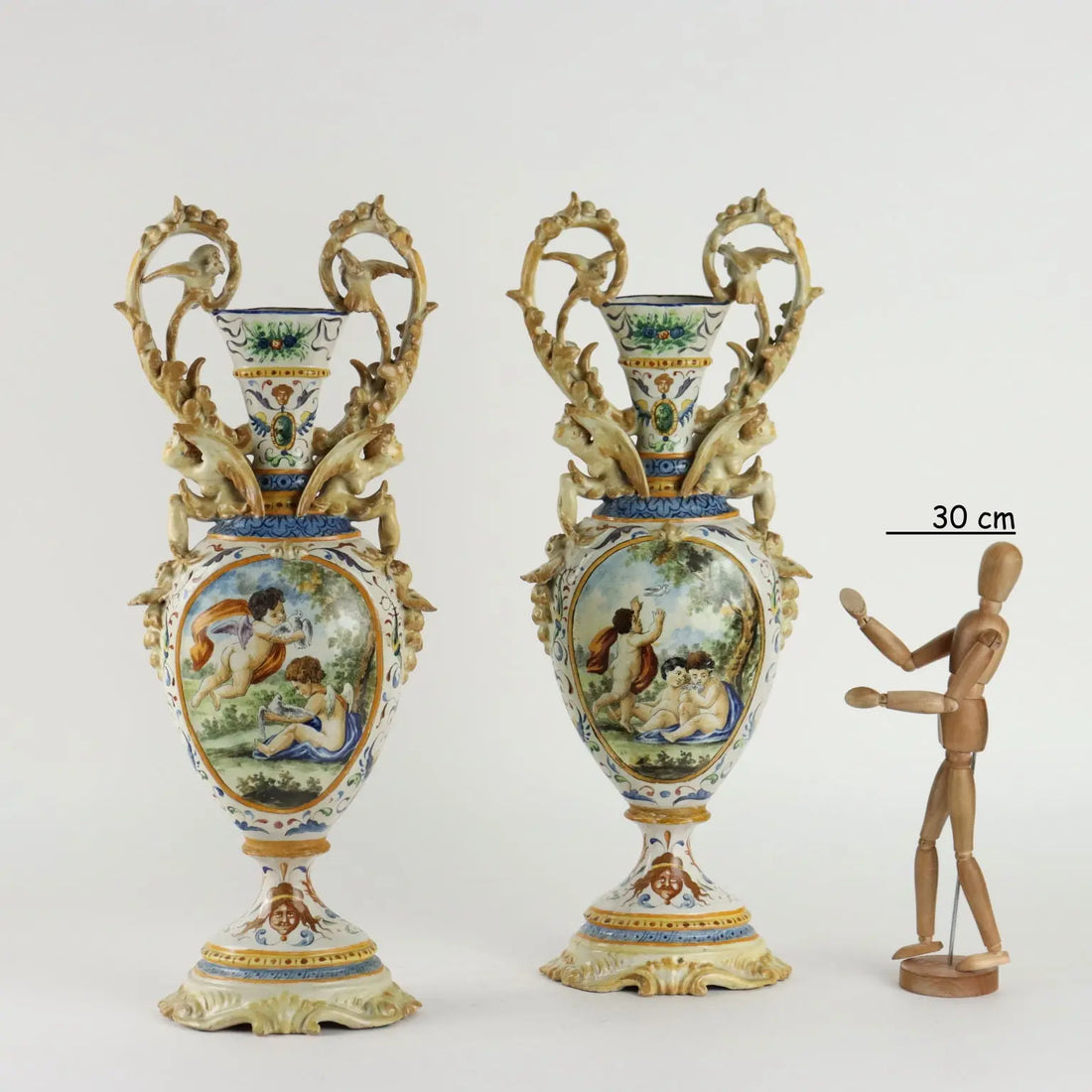Antique Amphorae Majolica Grotesque Motifs XIX Century - Central Southern Italy Late 19th century | Antiques | Ceramics Products