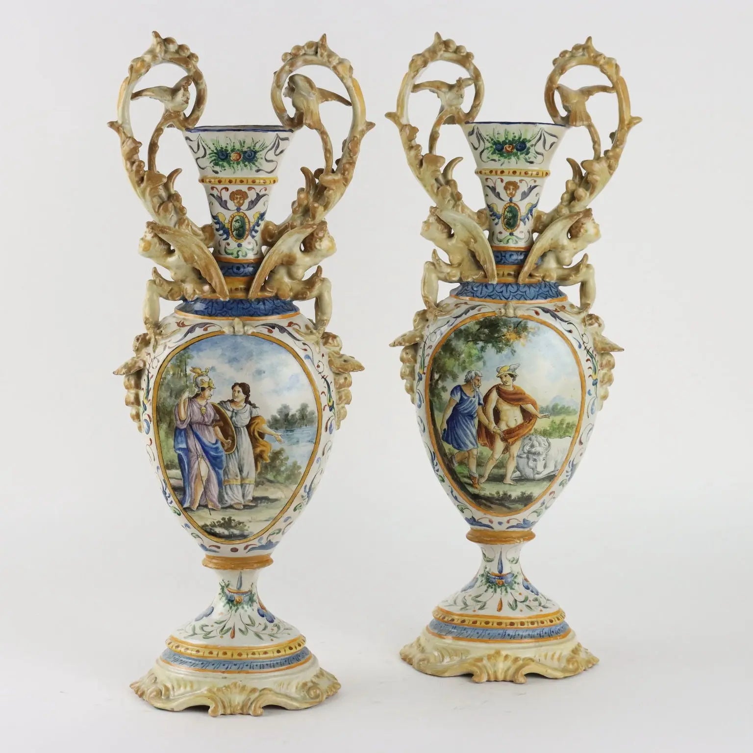 Antique Amphorae Majolica Grotesque Motifs XIX Century - Central Southern Italy Late 19th century | Antiques | Ceramics Products
