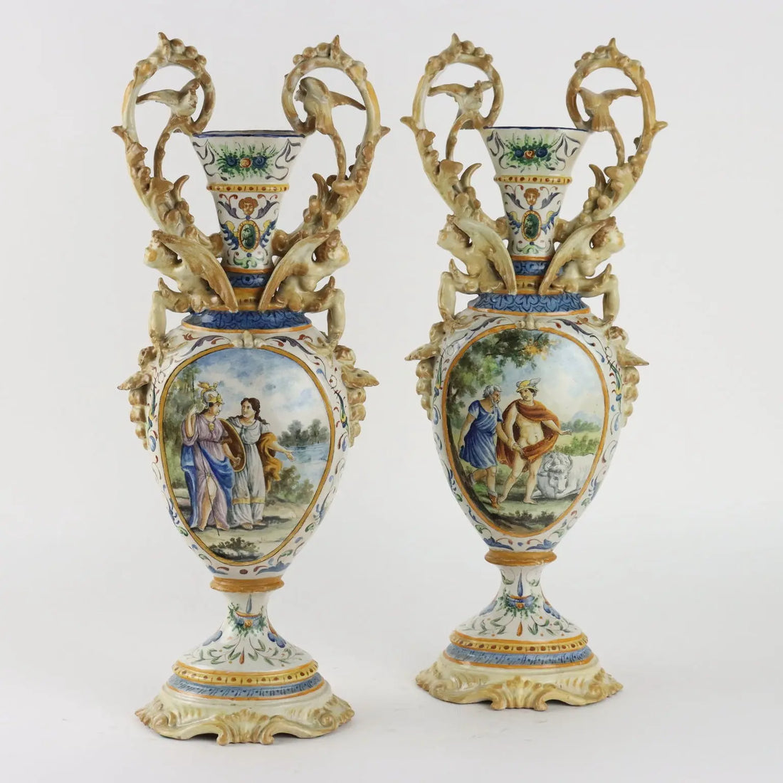 Antique Amphorae Majolica Grotesque Motifs XIX Century - Central Southern Italy Late 19th century | Antiques | Ceramics Products