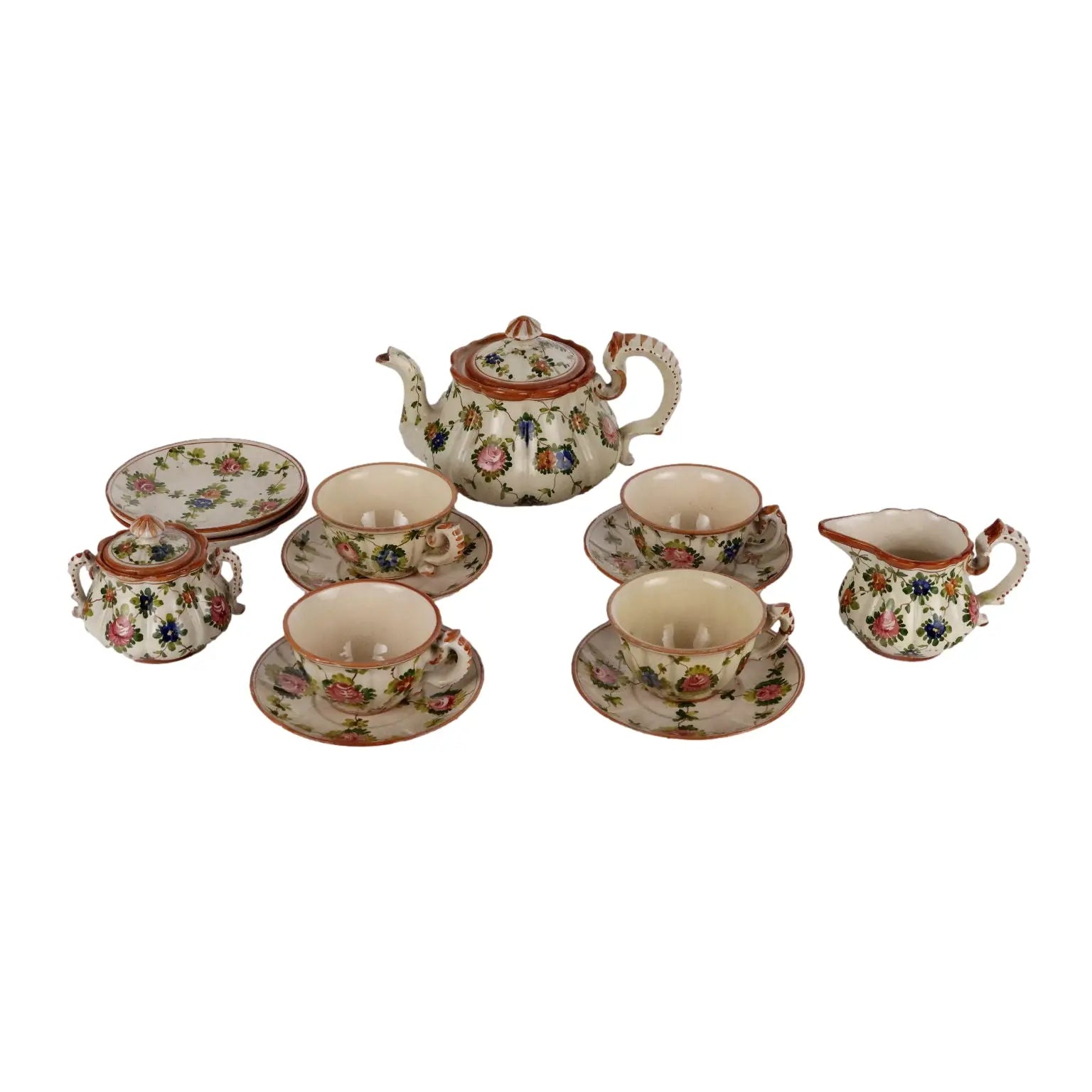 Antique Tea Set Majolica Maria Balossi Italy XX Century - Northern Italy, Early XX Century | Antiques | Ceramics Products