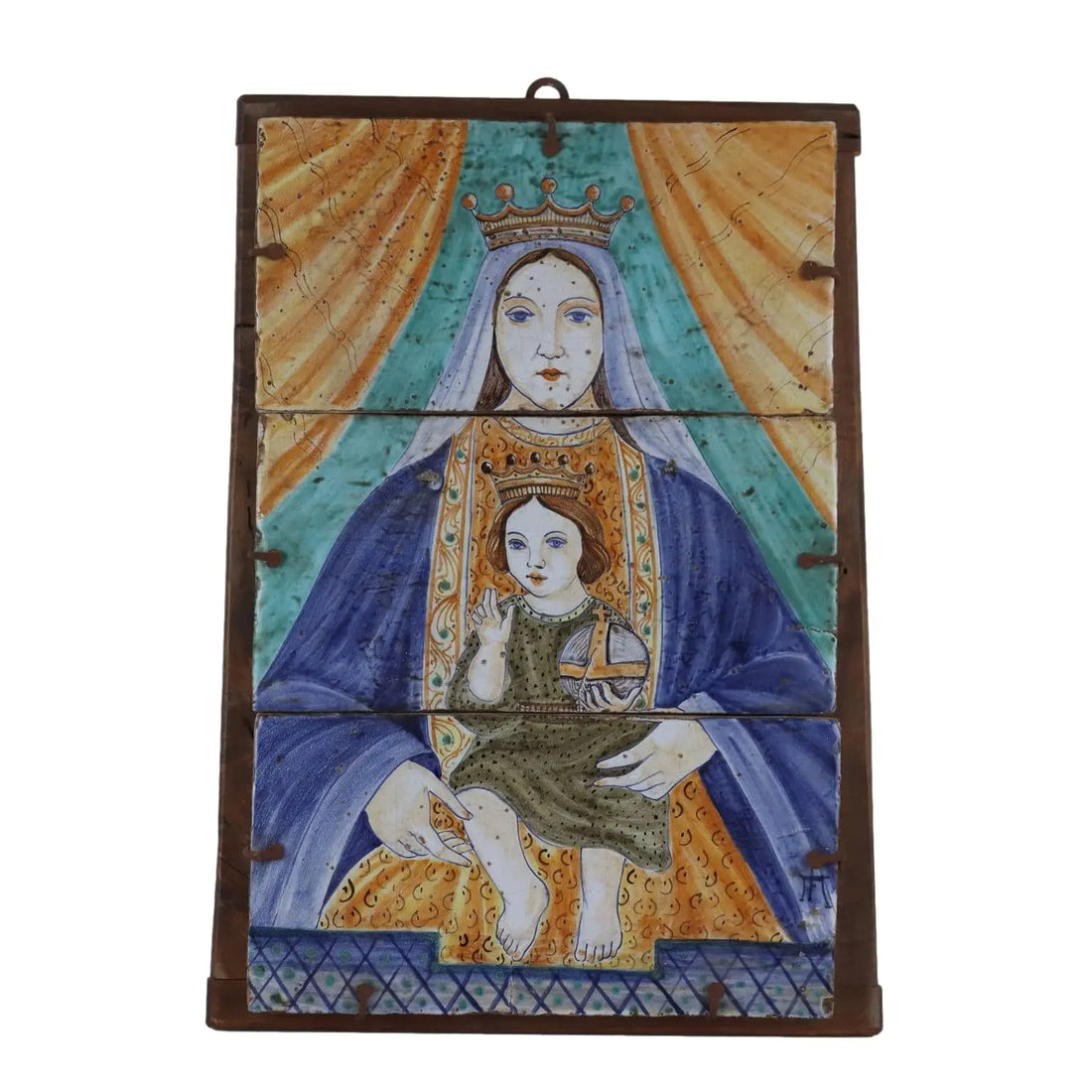 Antique Painting Majolica Wood Religious Subject Italy XX Century - Italy, Early XX Century | Antiques | Ceramics Products